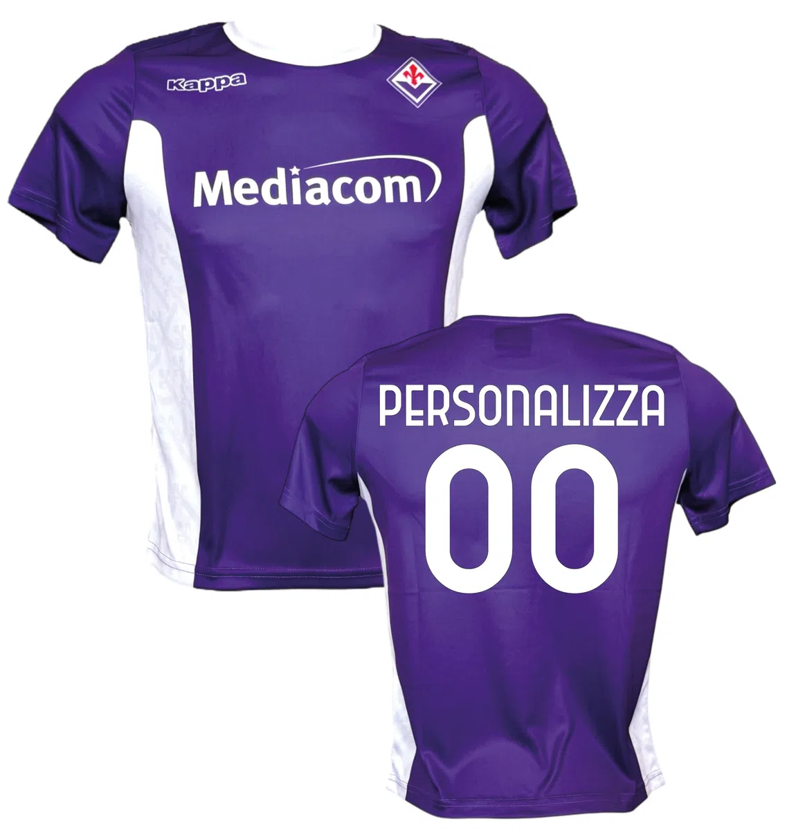 Generico Maglia Fiorentina Personalizzabile 2025-2026, Calcio Replica Autorizzata, Viola e Bianco, 100% Poliestere, Design Autentico con Logo, Manica Corta, Unisex, per Adulti e Ragazzi