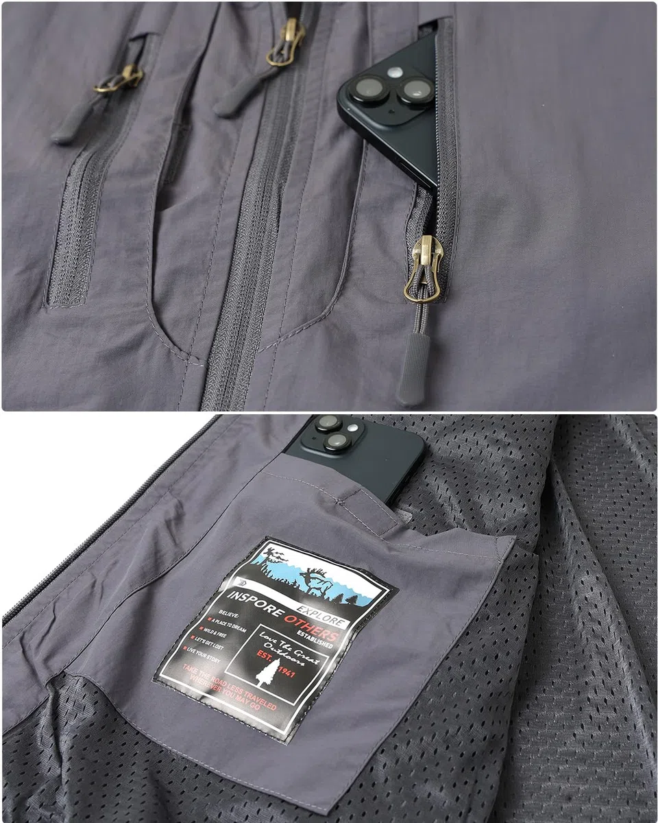 Gilet da Pesca da Uomo Asciugatura Rapida Giubbotto Senza Maniche Multitasche All'aperto Panciotto da Lavoro Caccia Trekking Fotografia Reporter