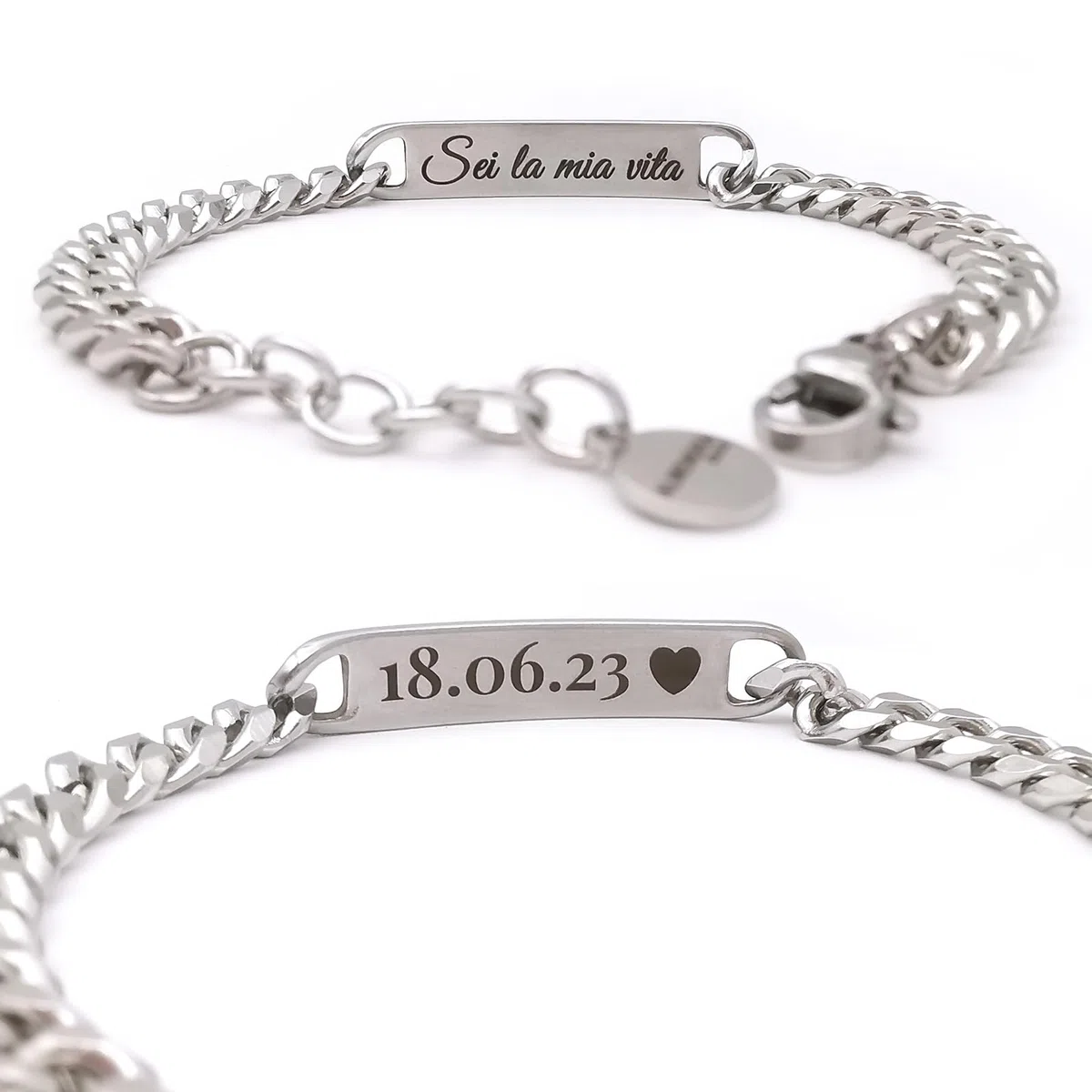 ALMENDRA Bracciale con foto occhi fidanzati con fotografia personalizzata da uomo incisa braccialetto incisione nome frase inciso scritta regalo