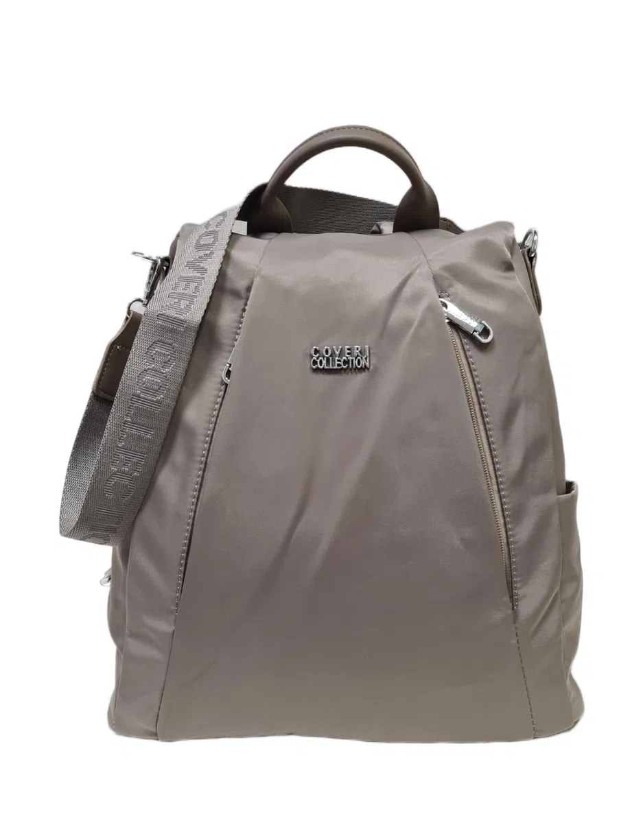 Zaino casual Nylon Impermeabile sistema antifurto, convertibile in borsa a tracolla con 2 tasche frontali, ideale per il lavoro, l'università... Art.5050-16 Prodotto Originale Coveri (TAUPE)