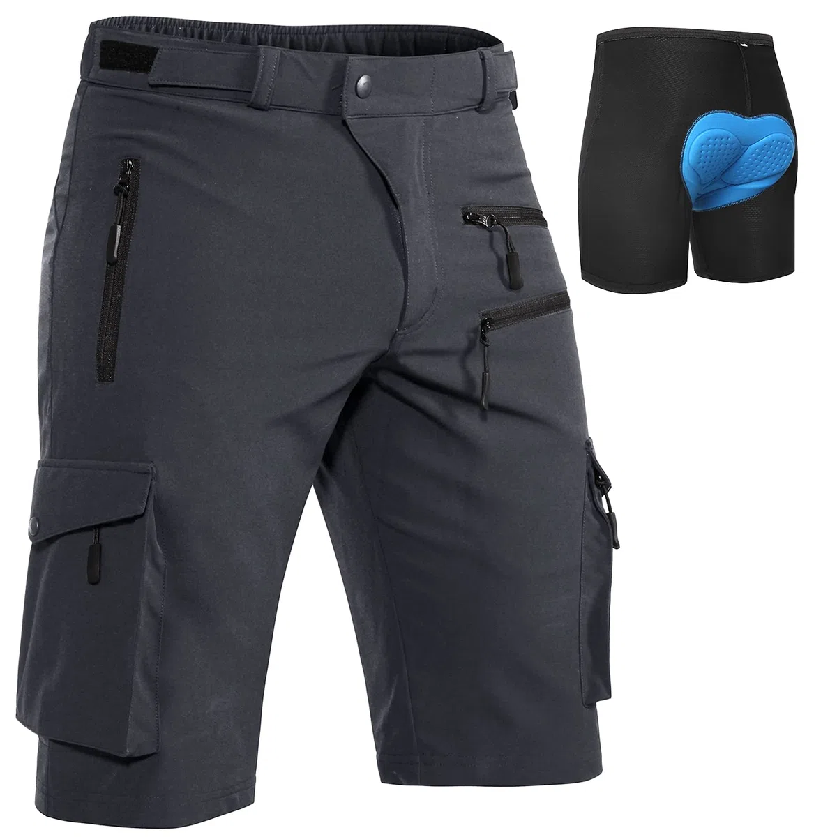 Hiauspor Pantaloni MTB da Uomo Corti da Mountain Bike Pantaloni da Ciclismo Imbottiti Corti