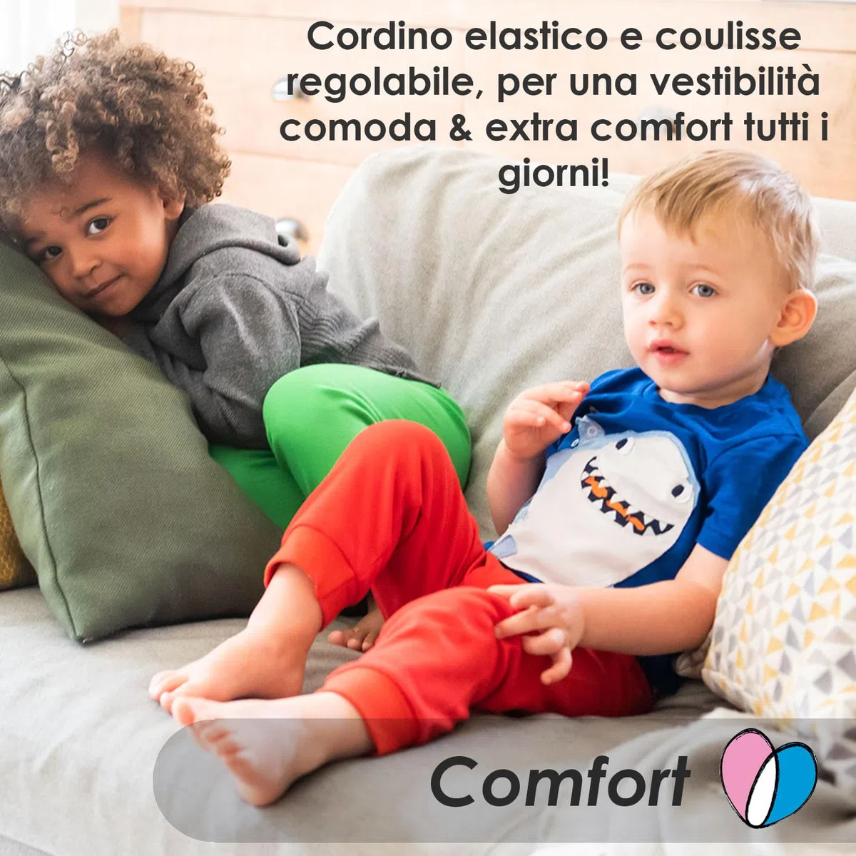 Lovjoy Pantaloni Jogger da Bambini – Pacco da 3 o 4 Colori - 1-4 Anni - qualità, Comfort, 100% Cotone con Elastico e Coulisse Regolabile