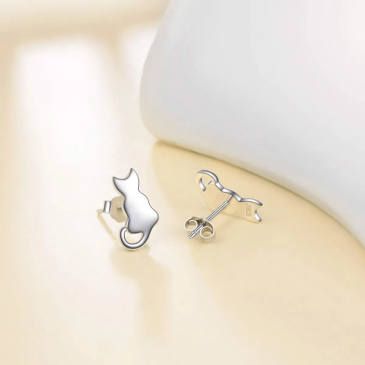 Orecchini a perno in argento Sterling con gatto, ipoallergenici, per donne