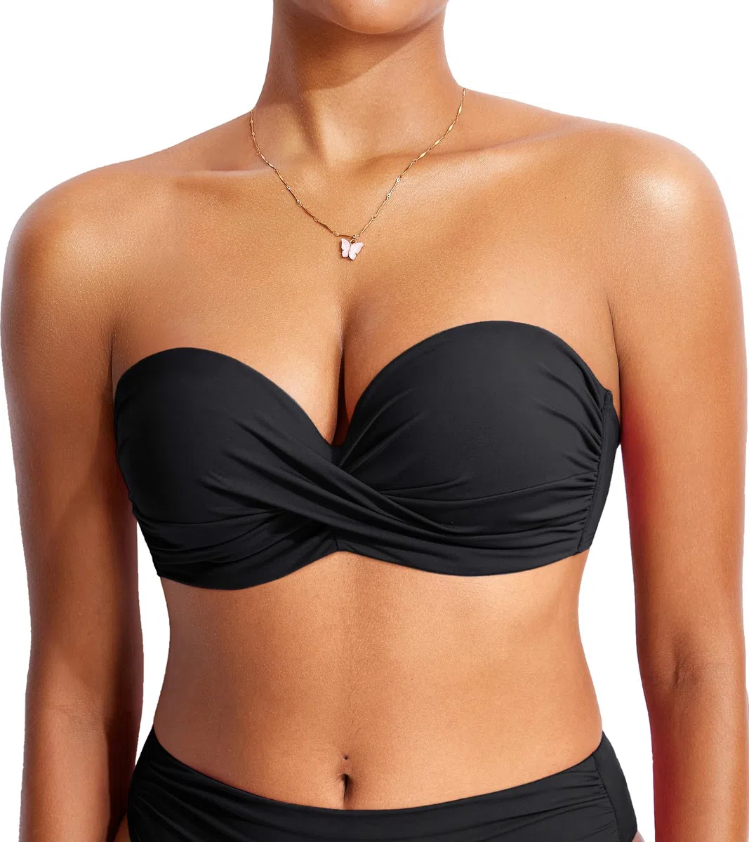 DOBREVA Bikini da Donna, Senza Spalline, Imbottito con Ferretto, Taglie Reggiseno