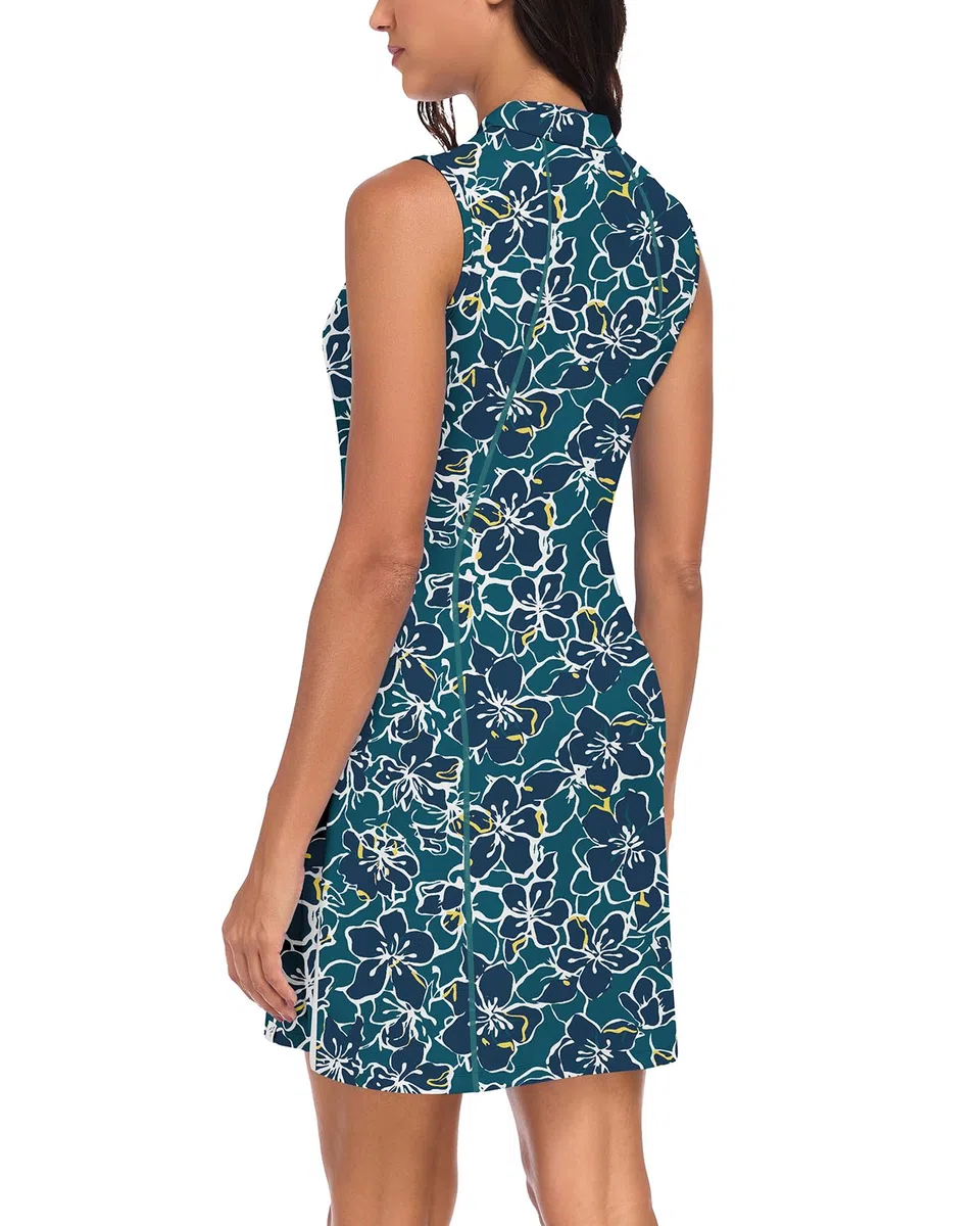 Soneven Vestito sportivo da donna, estivo, per il tempo libero, corto, senza maniche, da tennis, con cerniera 1/4 e tasche per golf, tutti i giorni, casual