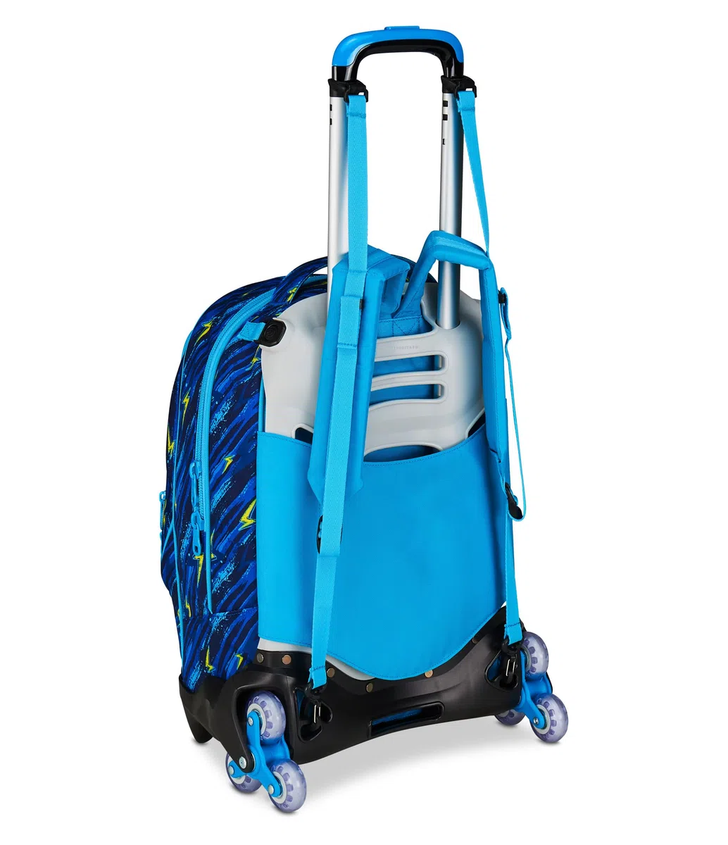 SJ GANG STYLE JAM GANG Trolley Scuola Jack 3 Ruote Dragon Glide, Blu, 3 in 1, Zaino Triplo Uso con Carrello Sganciabile, 33 L, Zaino Scuola Elementare, Zaino Bambino