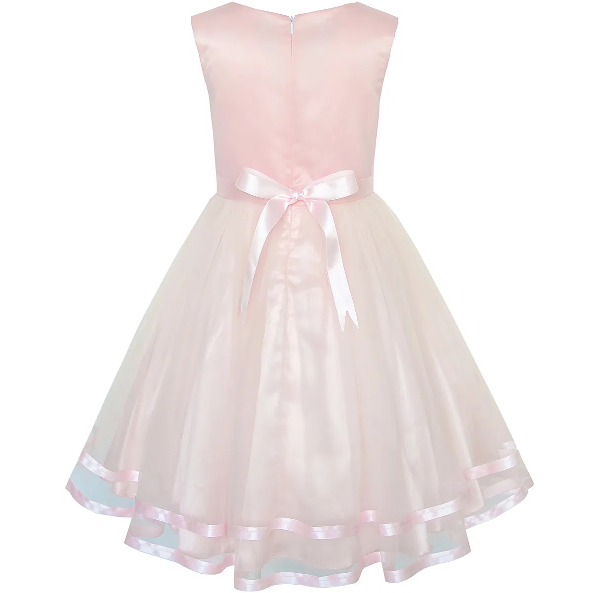 Sunny Fashion Vestito Bambina Fiore Blu con Cintura Nozze Festa Damigella d'Onore 4-12 Anni