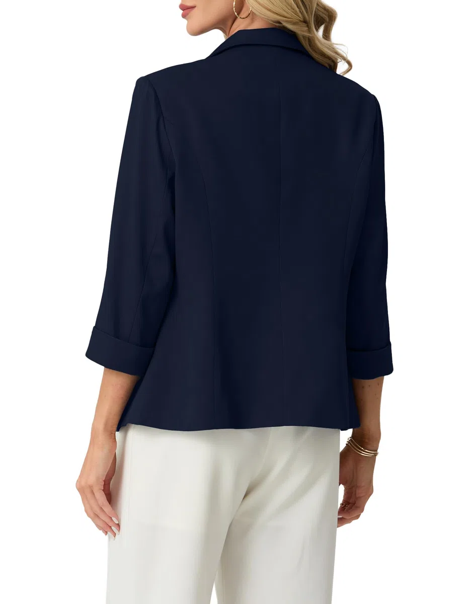 GRECERELLE Blazer da donna con maniche a 3/4, giacche da donna, eleganti cardigan con risvolto dentellato, ufficio, lavoro, cappotti da sposa, capispalla causale con tasche, bottoni