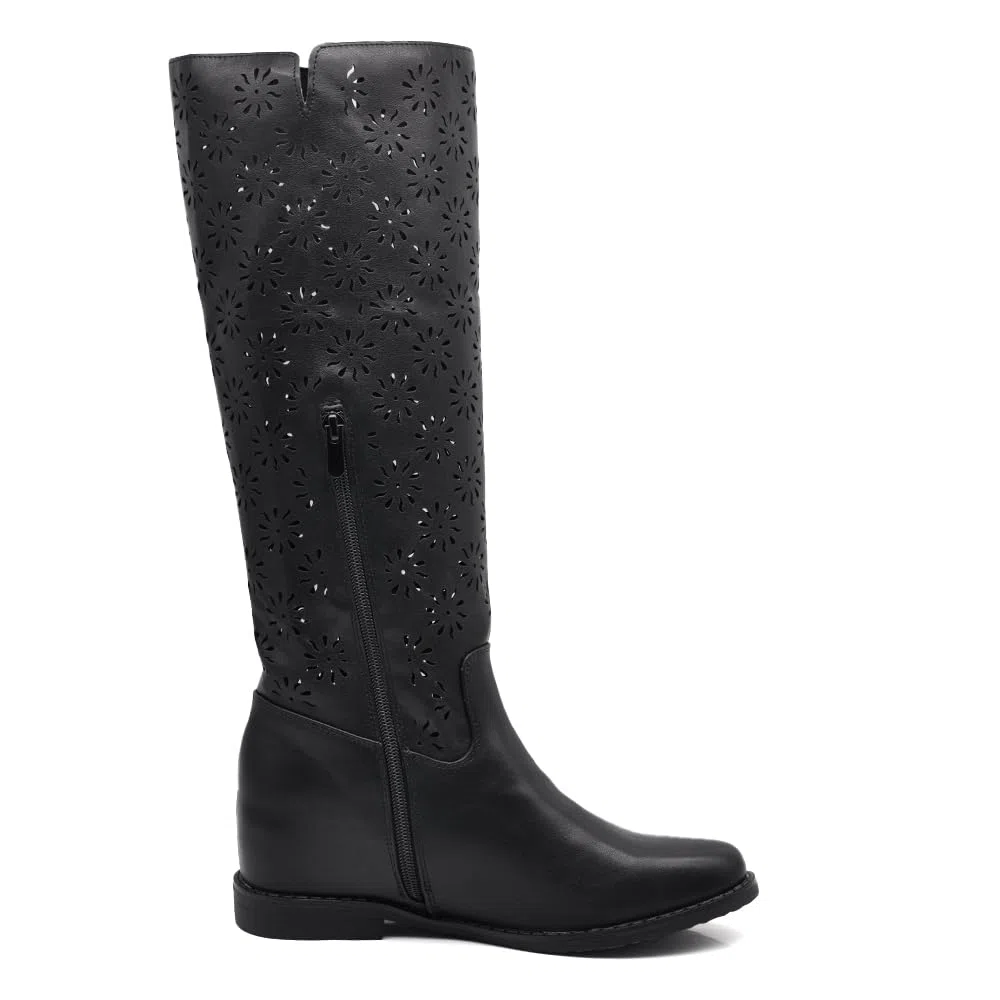 IF Fashion Stivaletti da Donna Zeppa Interna Traforati Primaverili Estivi Camoscio LY81-1