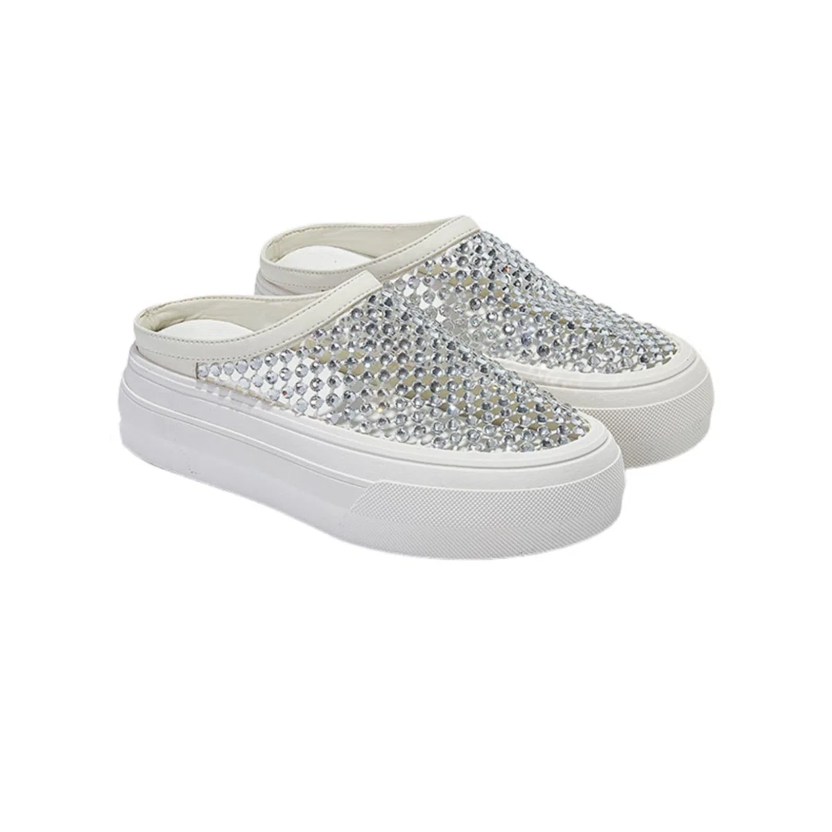 Surwin Zoccoli Donna Estive con Punta Chiusa, Design Strass Pantofole Estive Donna Comode Sandali Elegante Hollow-out Suola Spessa Pantofole Ciabatte Chiuse Davanti