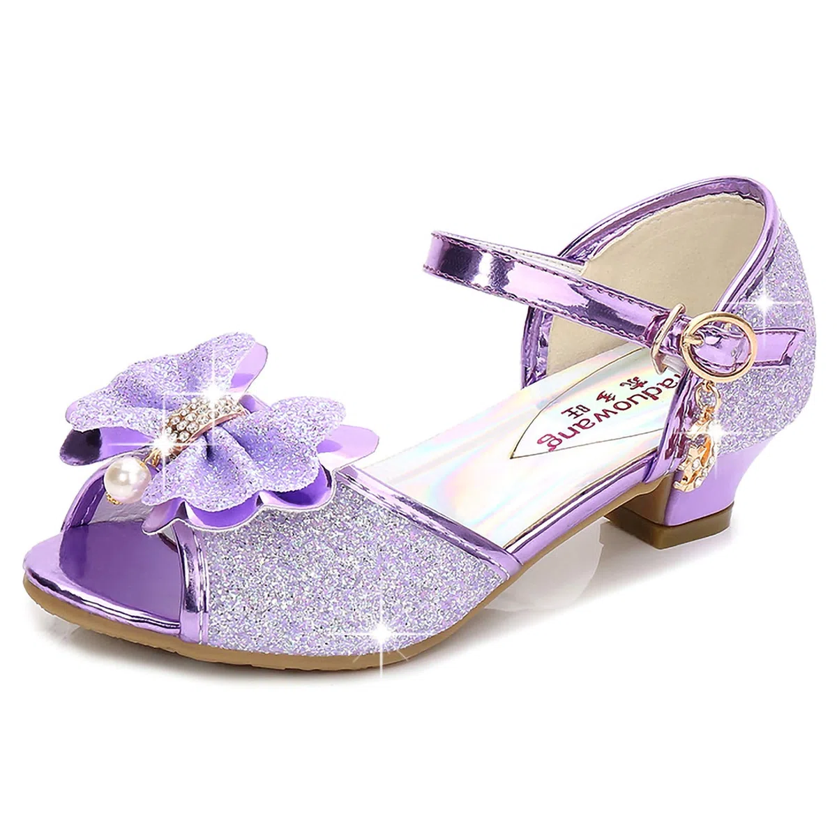 New front YONIER Scarpe con Tacco Ragazza Ballerine Bambina Cerimonia Festa Lustrino Nozze Scarpe da Principessa Eleganti Piatto Singole Ballerina Bimba Cristallo Bling Sandali