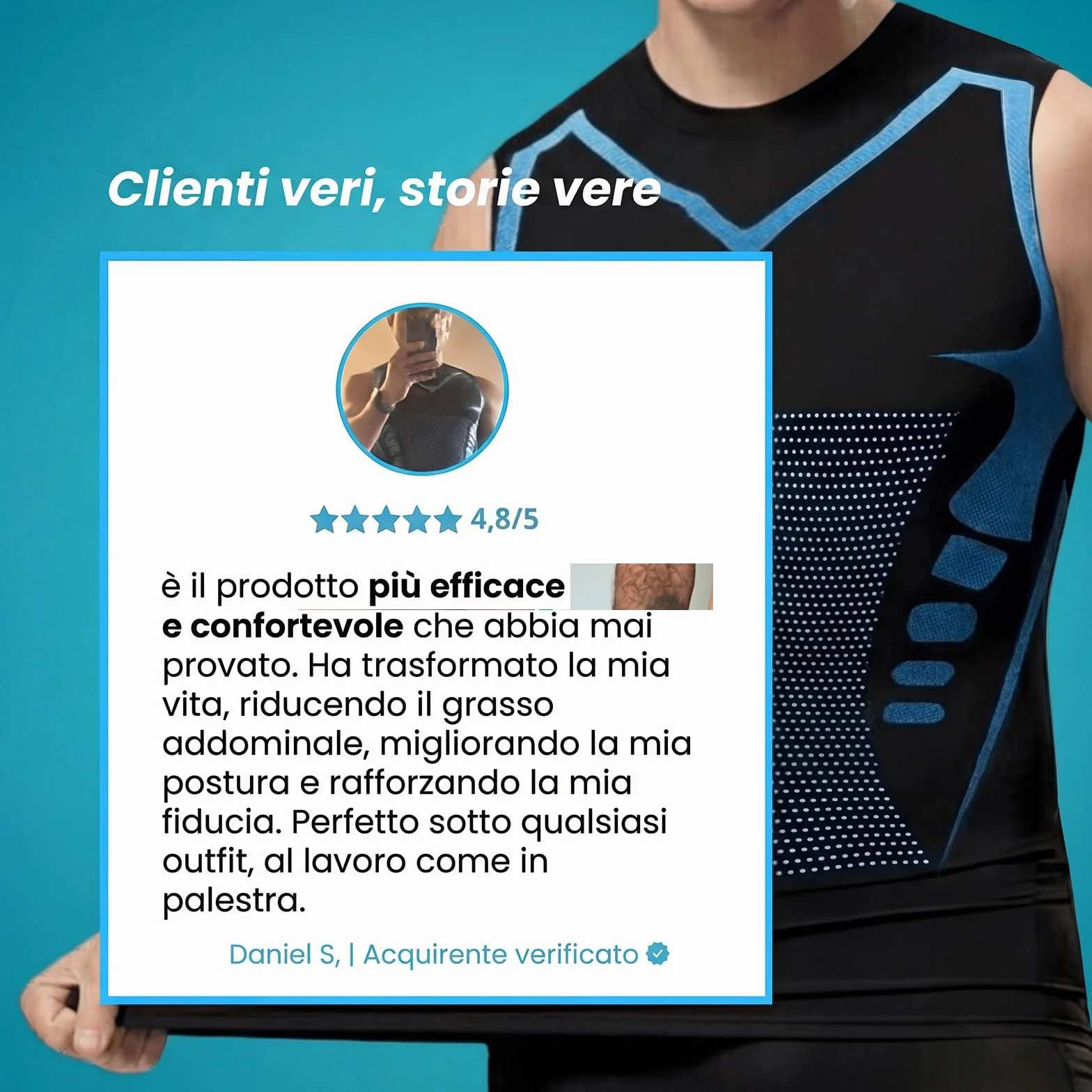 Reiteag Massefit Canotta Compressiva Modellante, Massefit Maglia, Leggero E Traspirante, Tessuto Elasticizzato, Ideale per L'atletica Leggera, La Corsa E L'allenamento Quotidiano