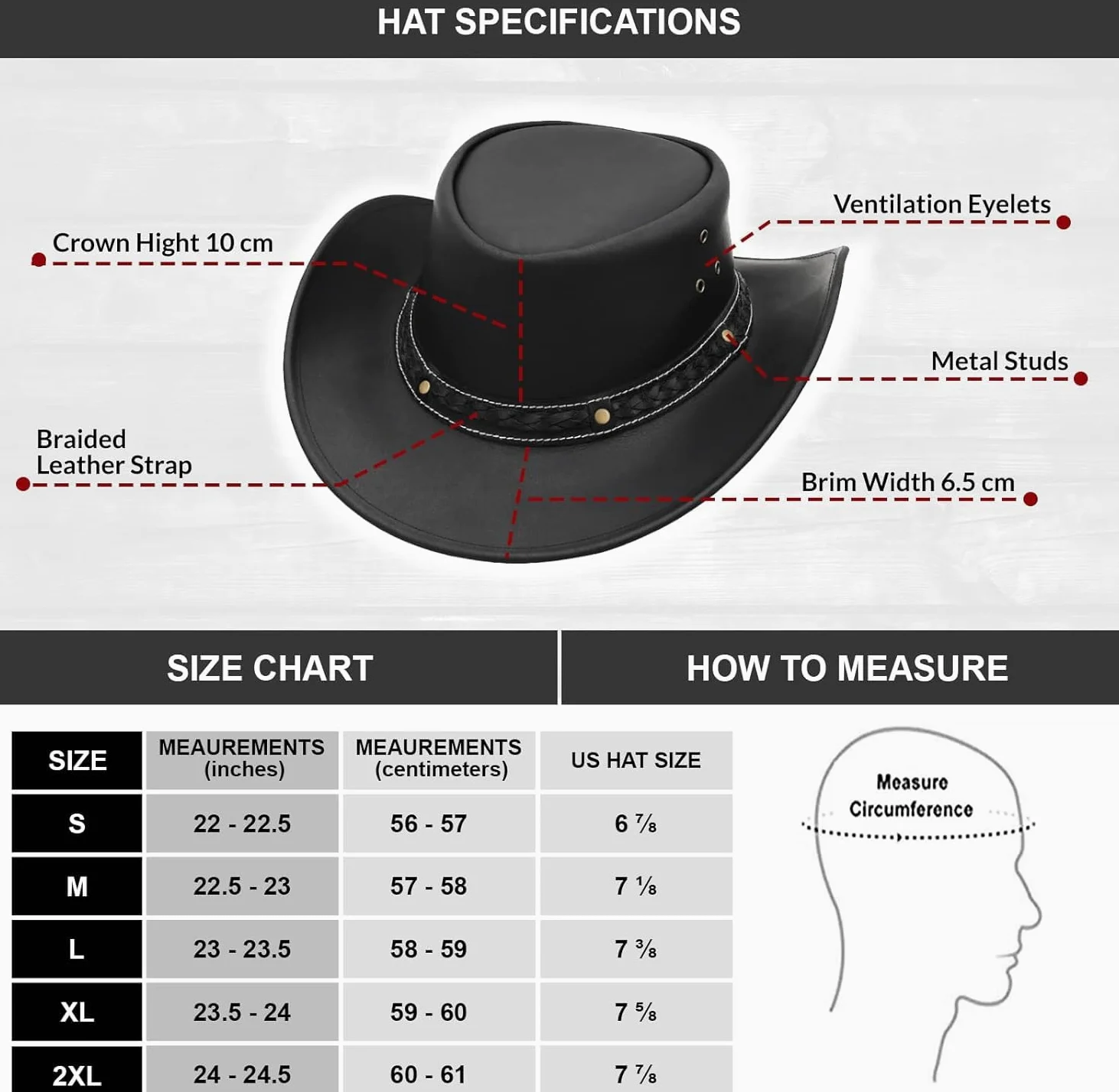 BRANDSLOCK Cappello da Uomo Vintage a Tesa Larga Stile Australiano a Tesa Unita sotto Il Cappello Bush