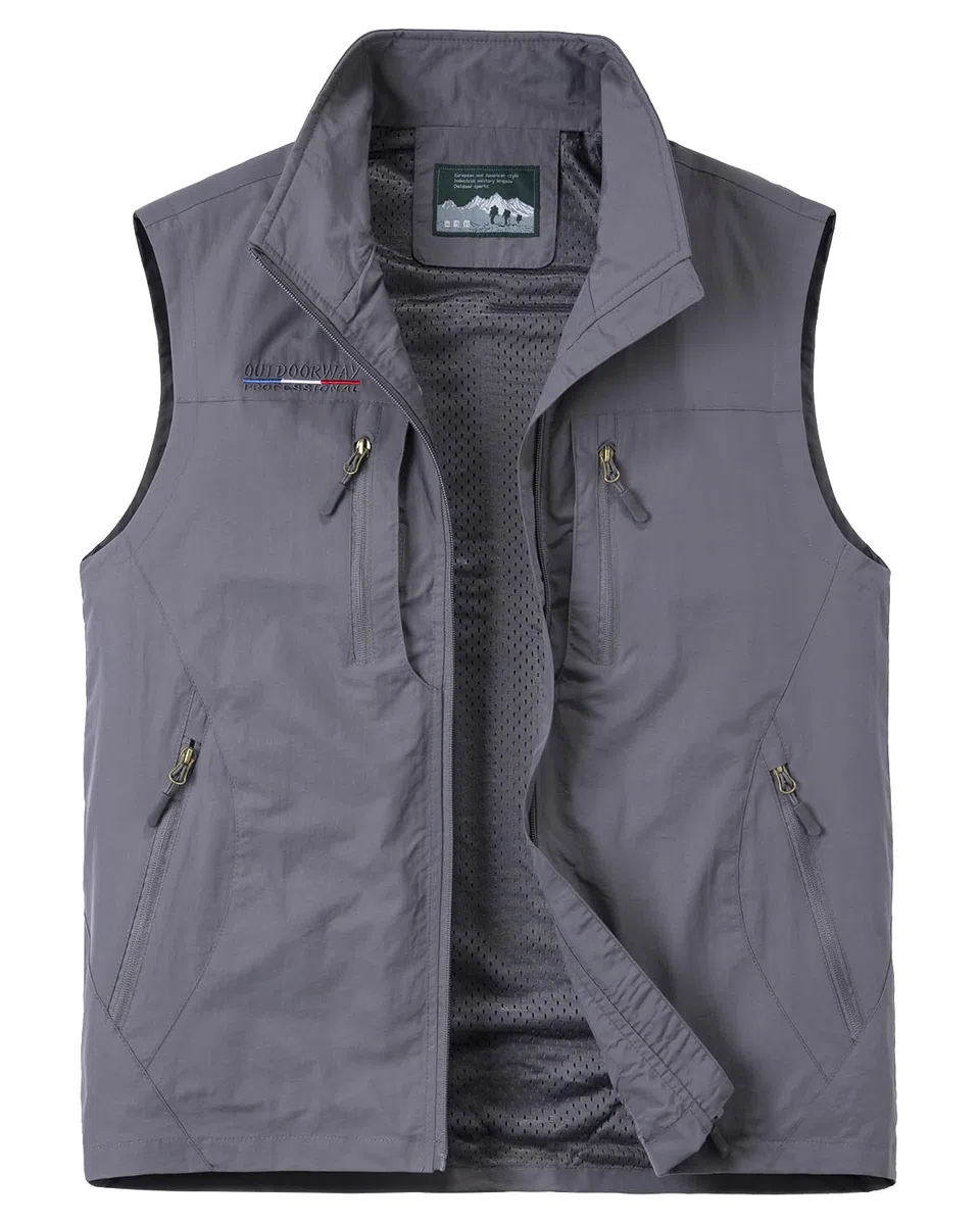 Gilet da Pesca da Uomo Asciugatura Rapida Giubbotto Senza Maniche Multitasche All'aperto Panciotto da Lavoro Caccia Trekking Fotografia Reporter