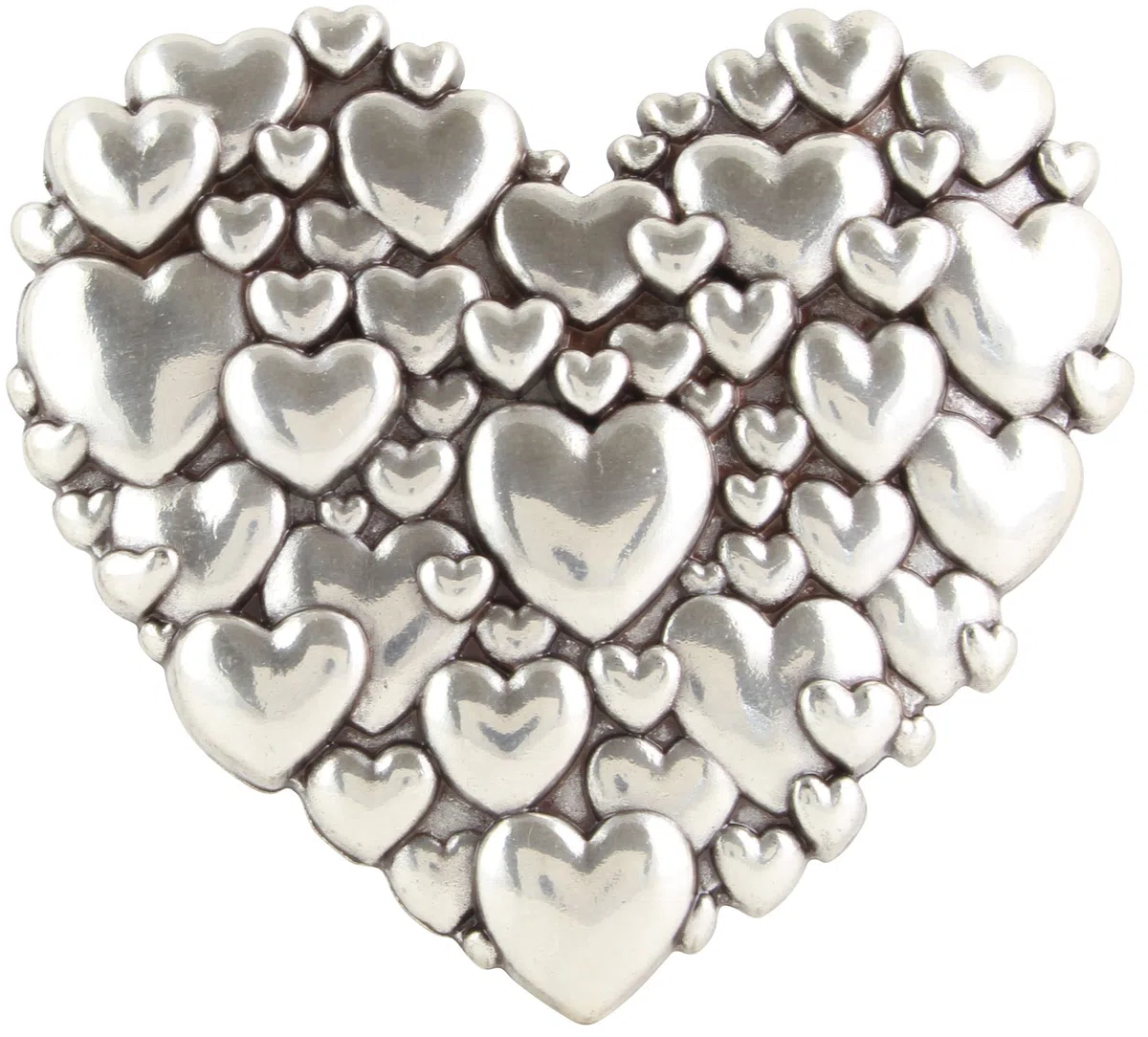 CENO Fibbia per cintura a forma di cuore, fibbia intercambiabile, 92043, argento, M, argento, M