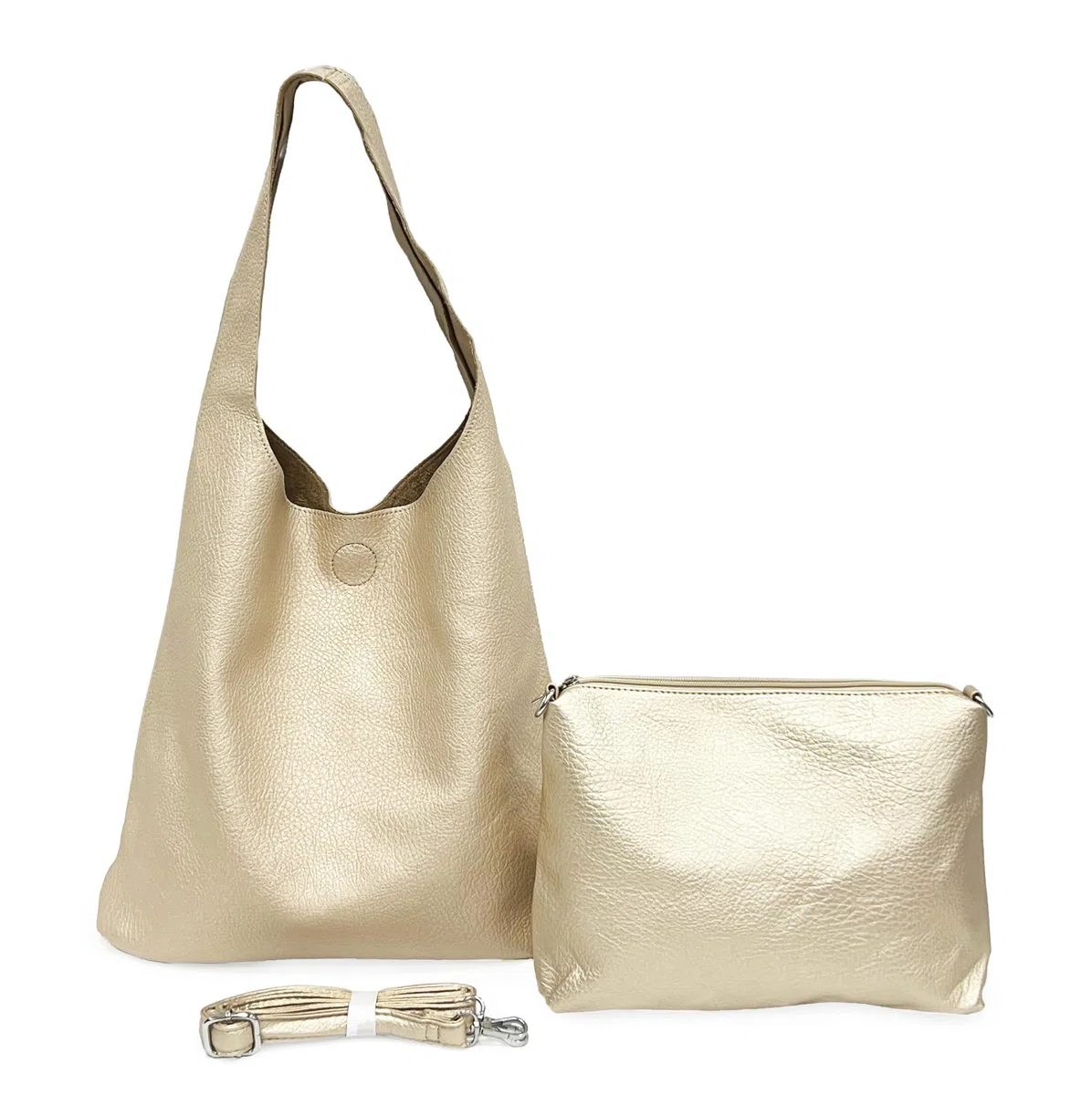 ANGELO Borsa a Spalla da Donna in Pelle PU, Borsa a Sacca 2in1 con Pochette e Tracolla Rimovibile, Hobo Tote Elegante Grande Capienza, per Lavoro, Ufficio, Università, Viaggio