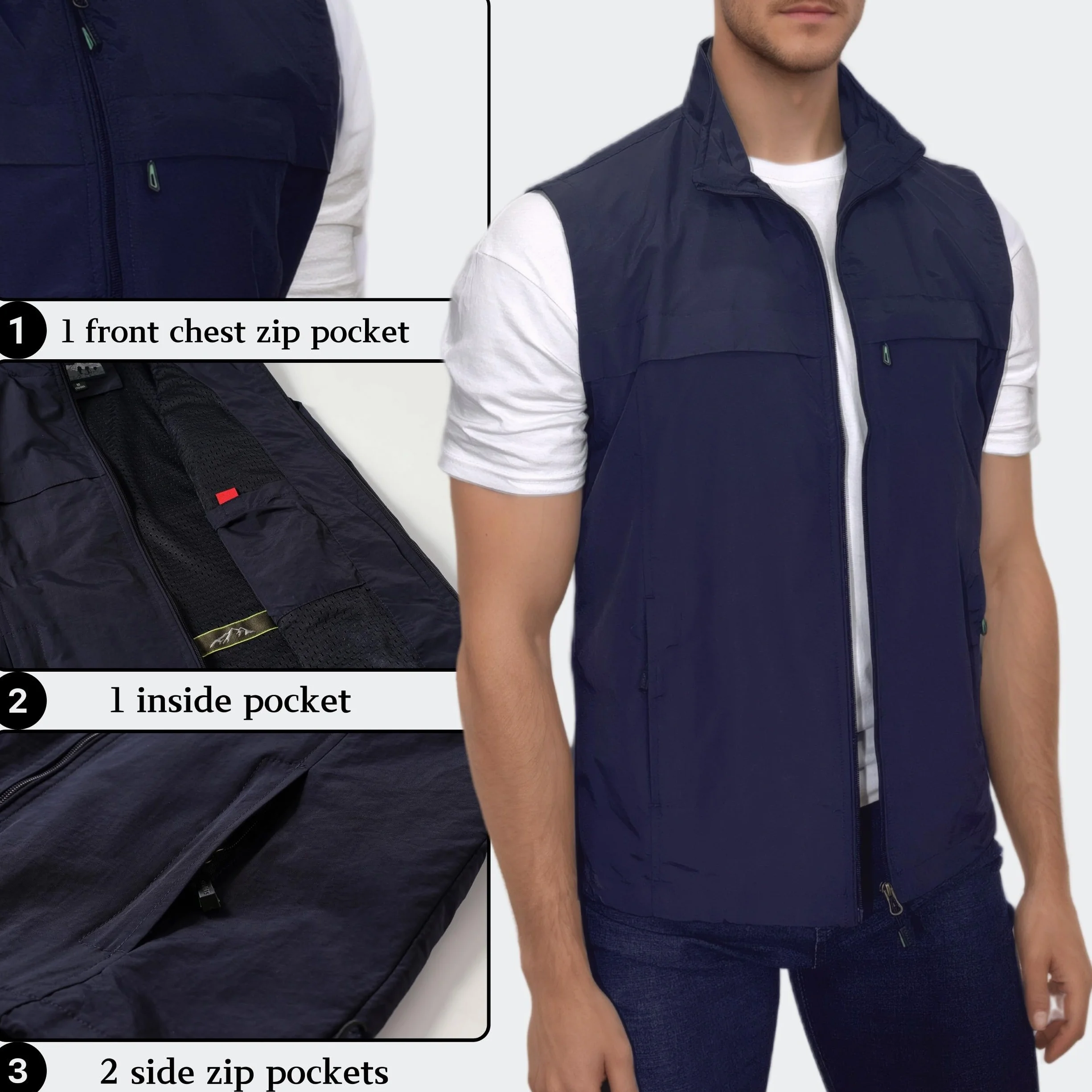 Uomo Gilet da Pesca All'aperto Gilet Multitasche Gilet Estivo ad Asciugatura Rapida Gilet Sportivo con Zip Fotografia Campeggio Caccia Alpinismo Giacca Senza Maniche