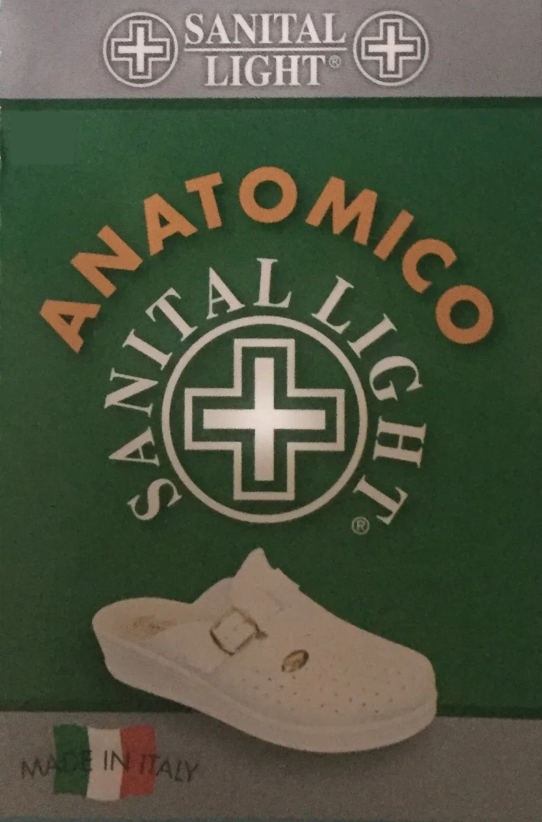 Sanital Light Zoccolo 2350 in Vero Legno - Fondo Micro Leggero Rigato - Tomaia Pelle Forata - 100% Fatto in Italia