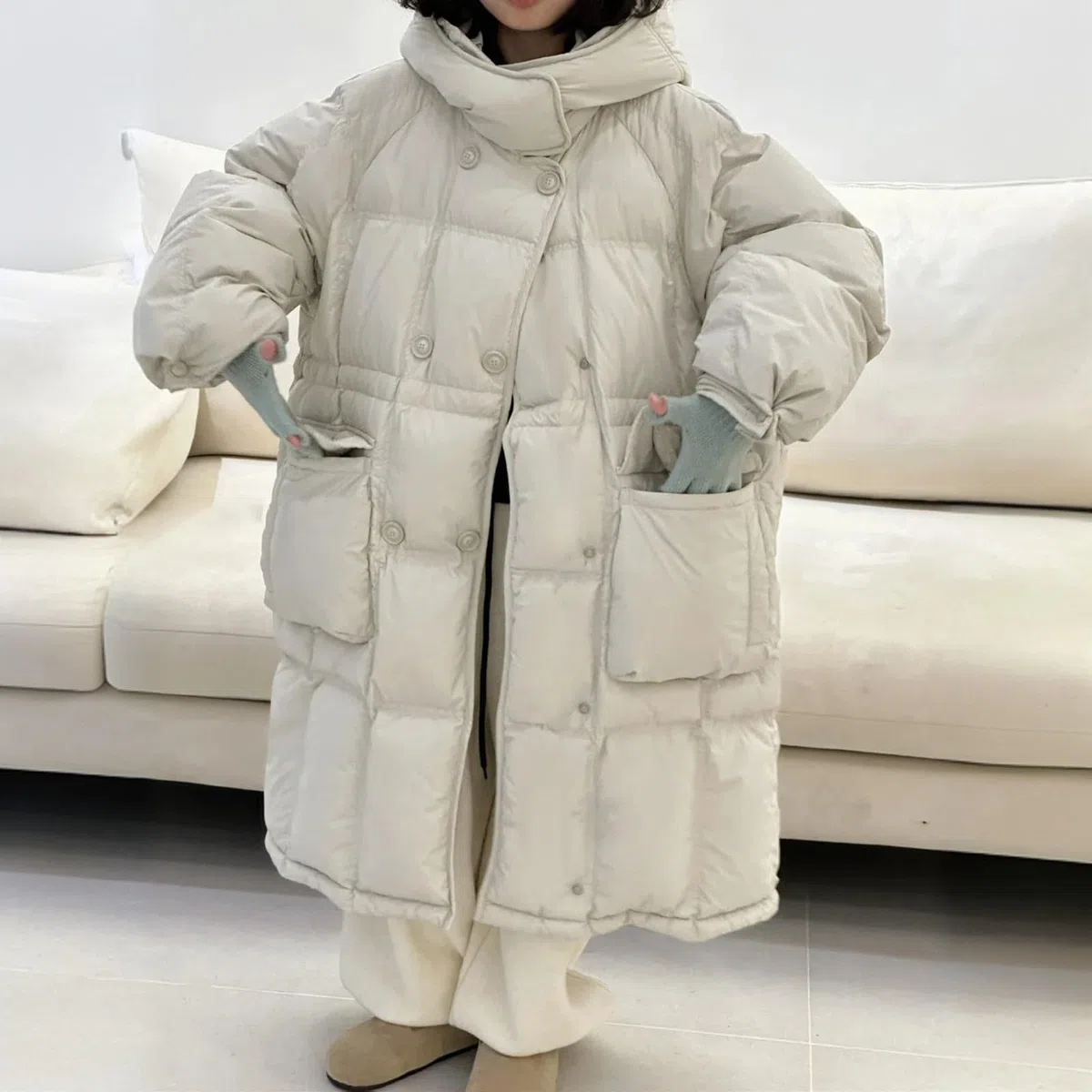 Piumino lungo invernale per ragazze Cappotti alla moda Oversize Caldi Spessi Piumini Maxi Lunghezza Elegante Parka Isolato Impermeabile Outwear
