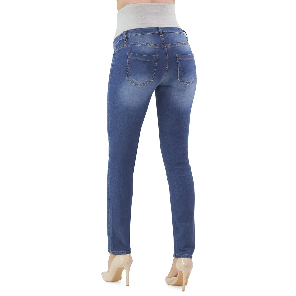 Milano - Jeans Premaman Donna Basic, Super Elasticizzato e Comodo, Pantaloni Skinny, Abbigliamento per Ogni Fase della Gravidanza