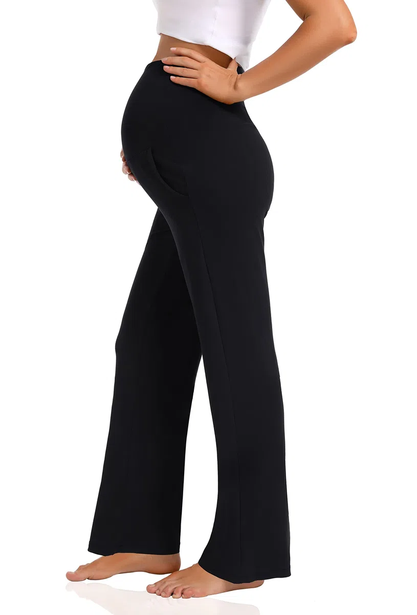 Foucome Pantaloni premaman casual da donna a gamba larga larghi pantaloni comodi pantaloni a palazzo per gravidanza pantaloni da salotto con tasche