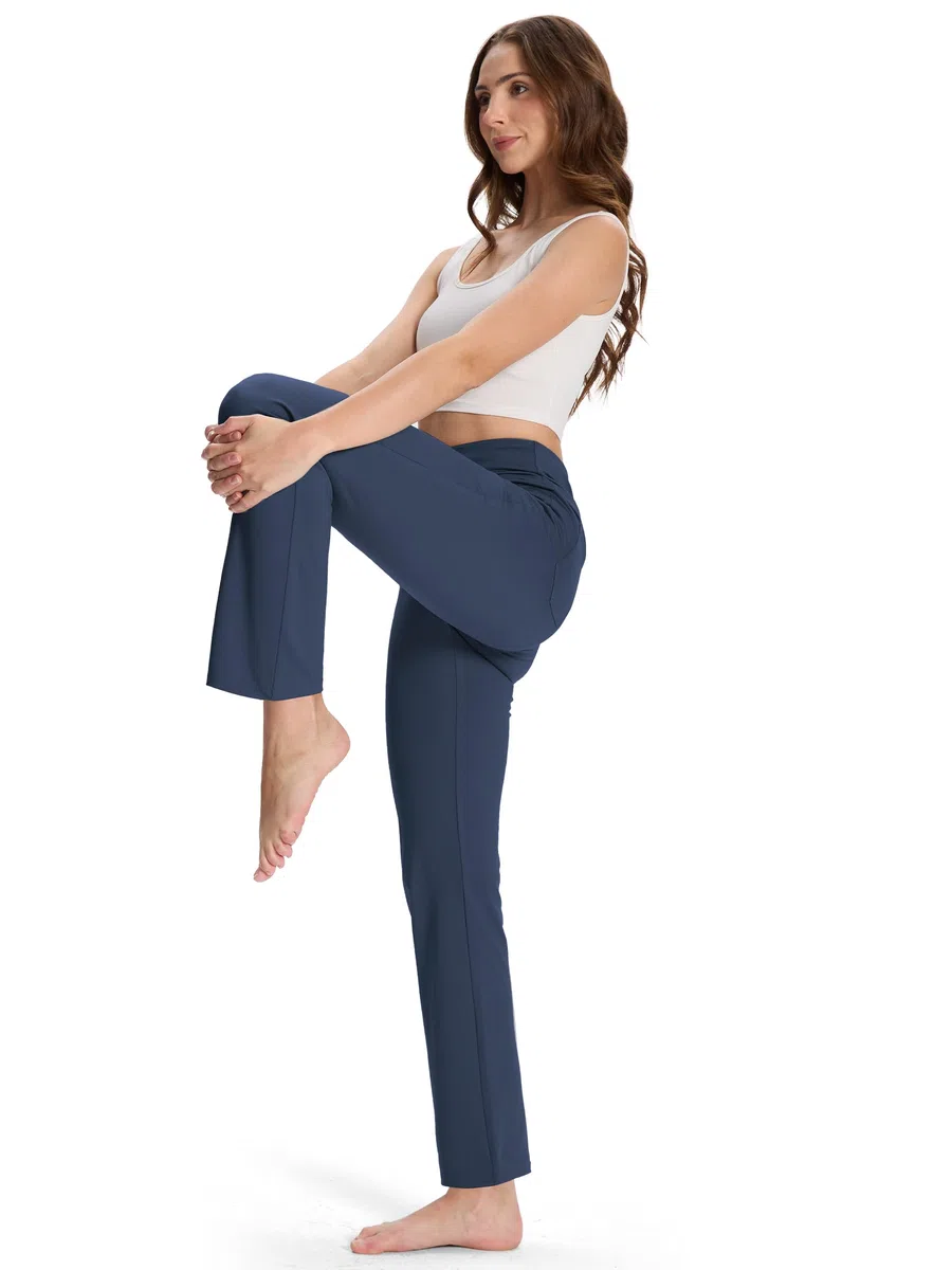 MOVE BEYOND Donna Pantaloni e Pinocchietti Bootleg da Yoga con 4 Tasche a Vita Alta Controllo di Pancia