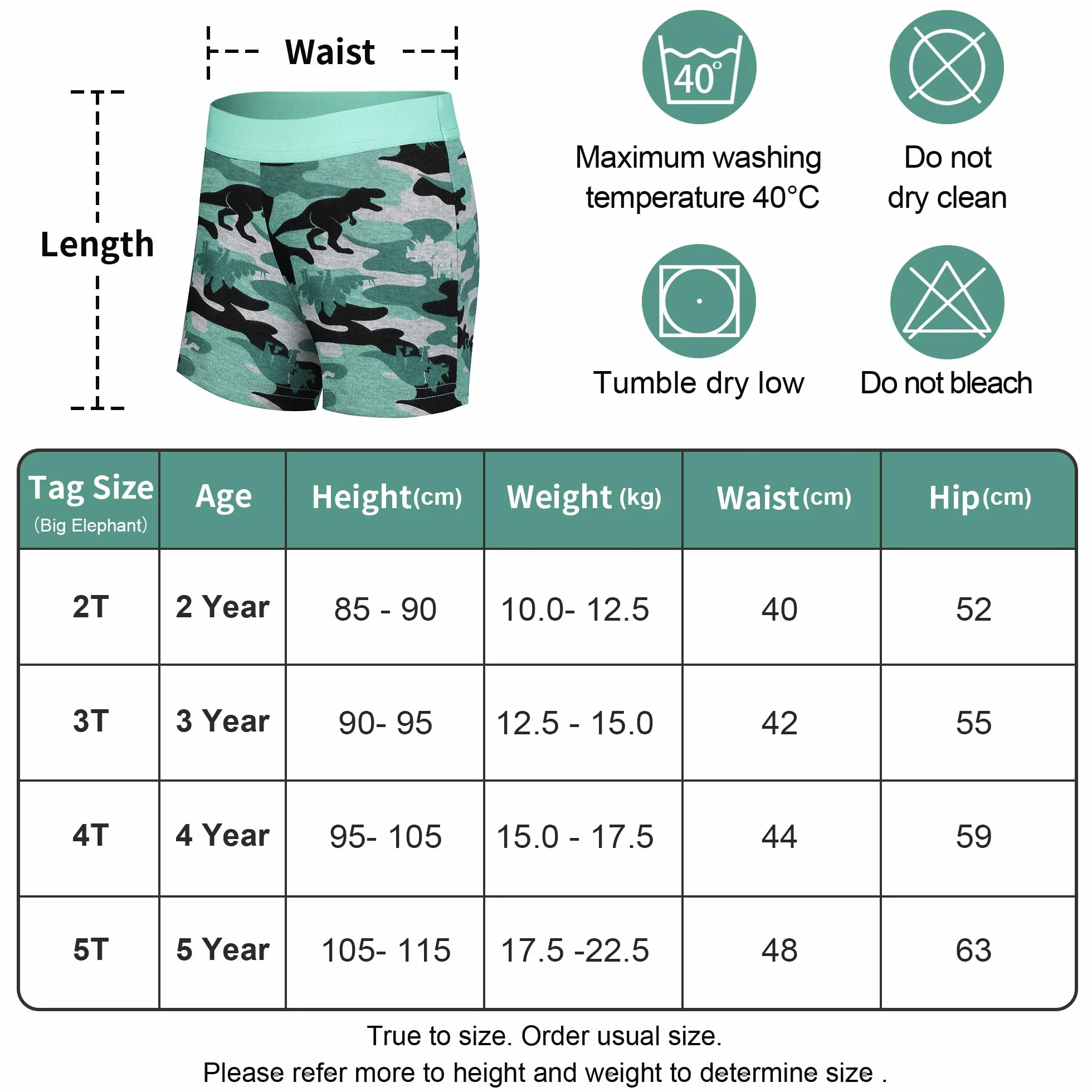 BIG ELEPHANT Set da 6 Mutandine per Apprendimento al Vasino Bambini – 100% Cotone, Mutande Training Lavabili Stile Boxer per Bambini e Bambine