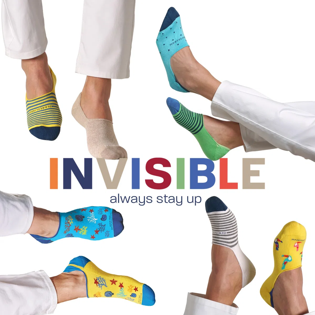 Marcoliani Milano Calzini da uomo – Sneaker invisibile Microcushion cotone Pima tinta unita