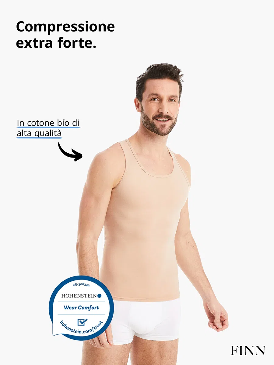 FINN Canotta Dimagrante Uomo - Canottiera Snellente Senza Maniche in Cotone - Maglia compressiva Body Shaper per Una Pancia più Piatta