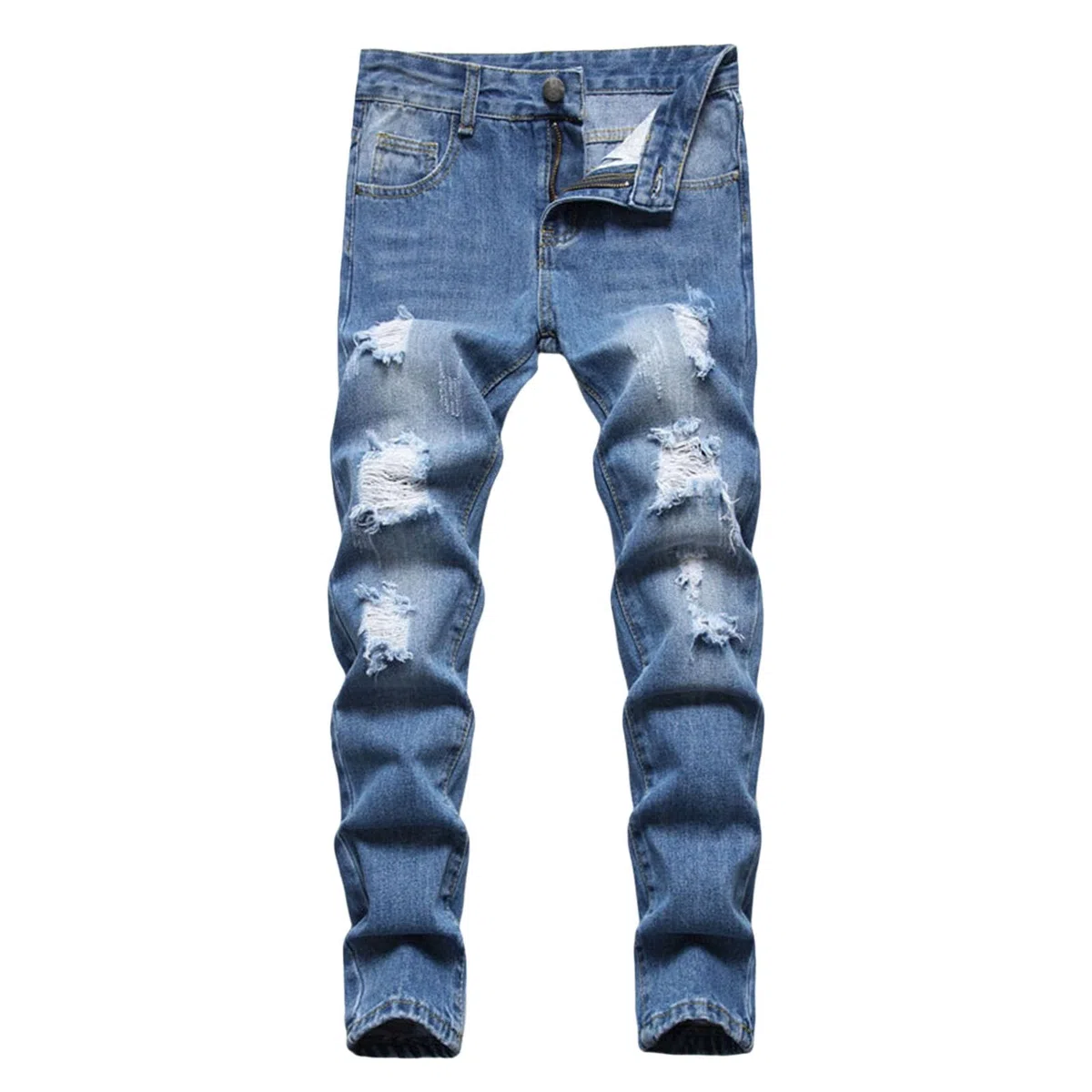 Generico Jeans Bambino 3-16 Anni Elasticizzati Regular Strappati Pantaloni Jeans Denim Ragazzo Elastico Vita Vintage Pantaloni da Lavoro Cargo Stretch Autunnale Scuola Streetwear Tasche