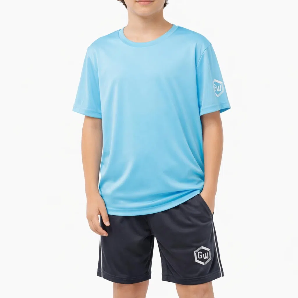 Set sportivo per bambini in 3 pezzi, tuta, 2 maglietta a maniche corte e 1 pantaloncini da 6 a 14 anni
