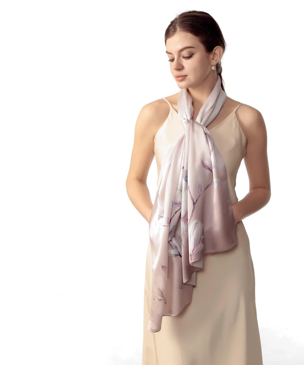 PoeticEHome Sciarpa Lunga in 100% Seta di Gelso - Scialle Oversize Donna per Testa, Collo e Capelli con Elegante Confezione Regalo (170x53cm)