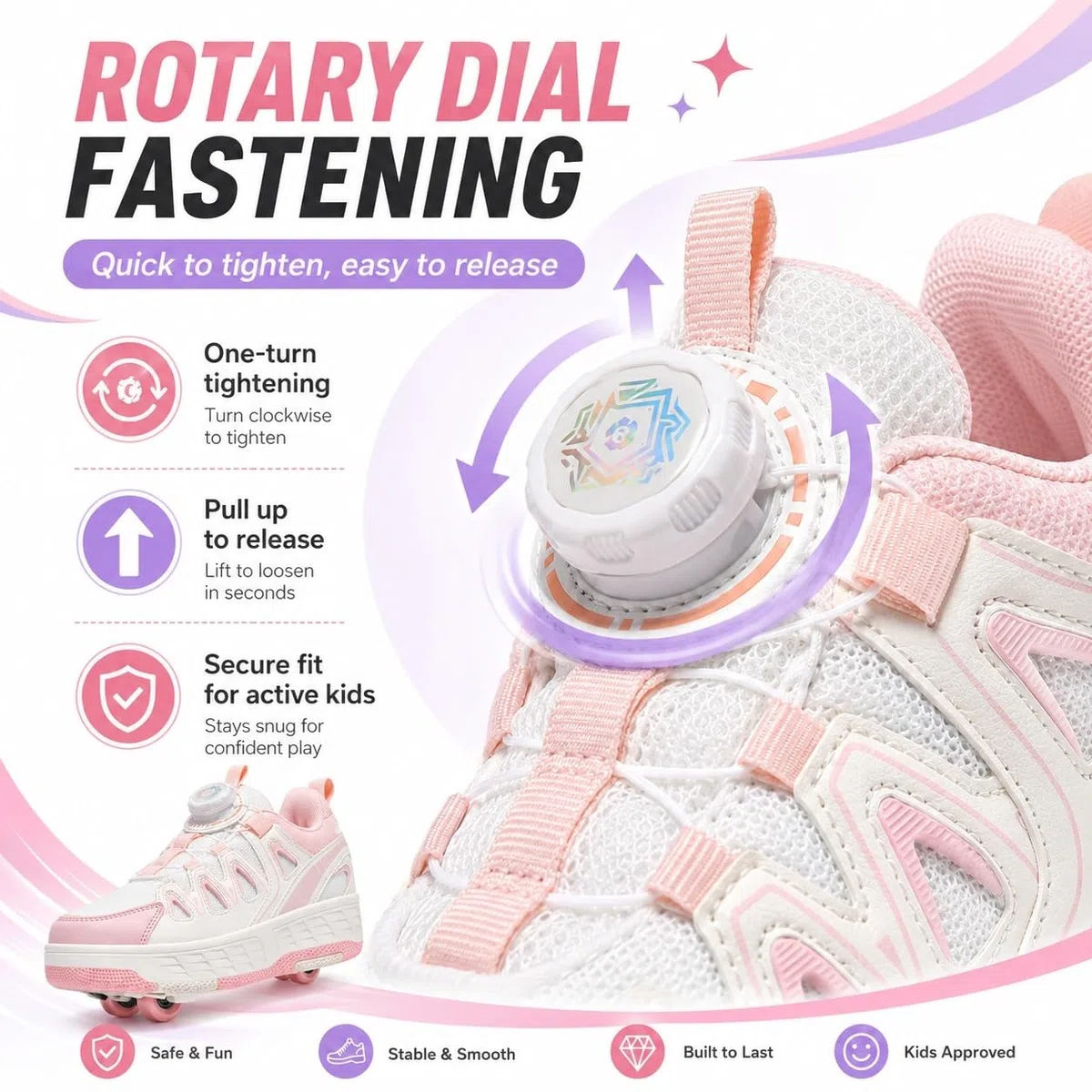 ENEN Scarpe con Rotelle Bambina, Sportive Scarpe da Skateboard, 4 Ruote Skateboard Sneakers Outdoor Multisport Scarpe da Ginnastica da Pattini per Ragazze e Ragazzi