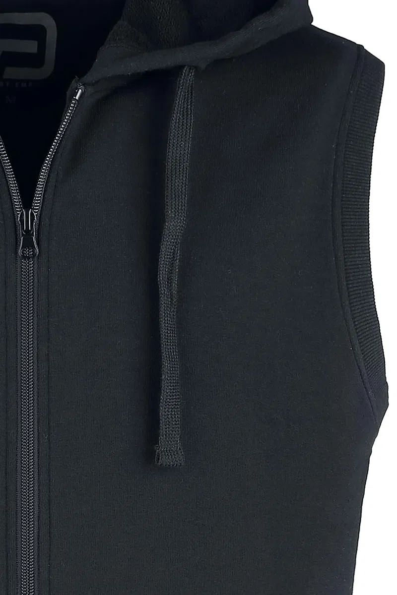 RED by EMP Uomo Gilet Nero con Cappuccio