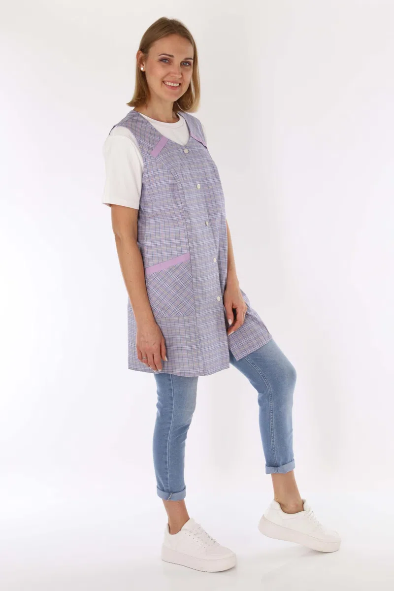 Kasack - Grembiule da cucina da donna, in poliestere e cotone colorato, con maniche corte design 4 54