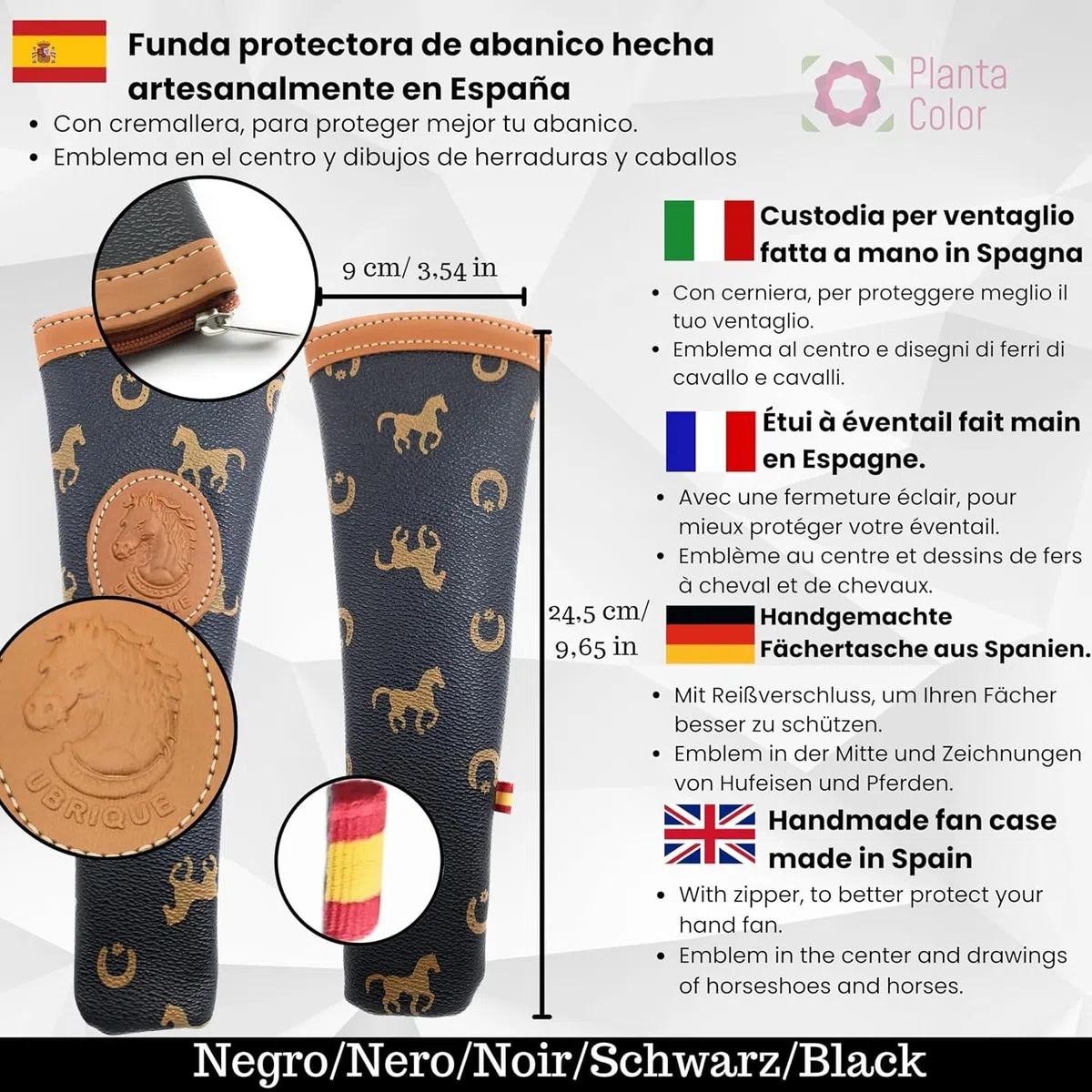 Ventaglio con pois dipinti a mano con fodera artigianale. Include fermaglio per capelli e portachiavi stile flamenco (Rosso LN)