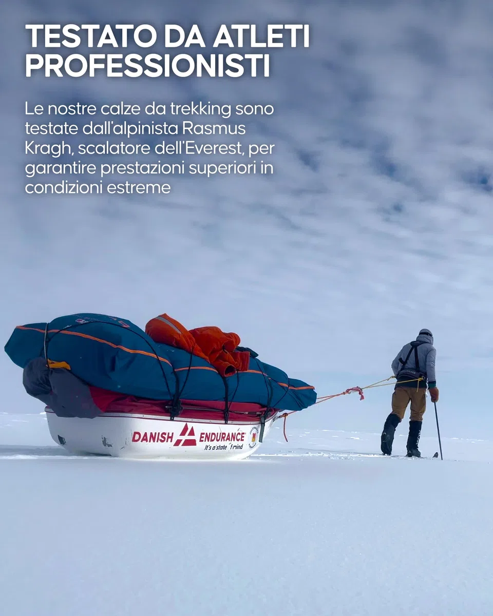 DANISH ENDURANCE 2 paia di calzini da trekking in lana merino premium, anti-vesciche, da uomo e da donna