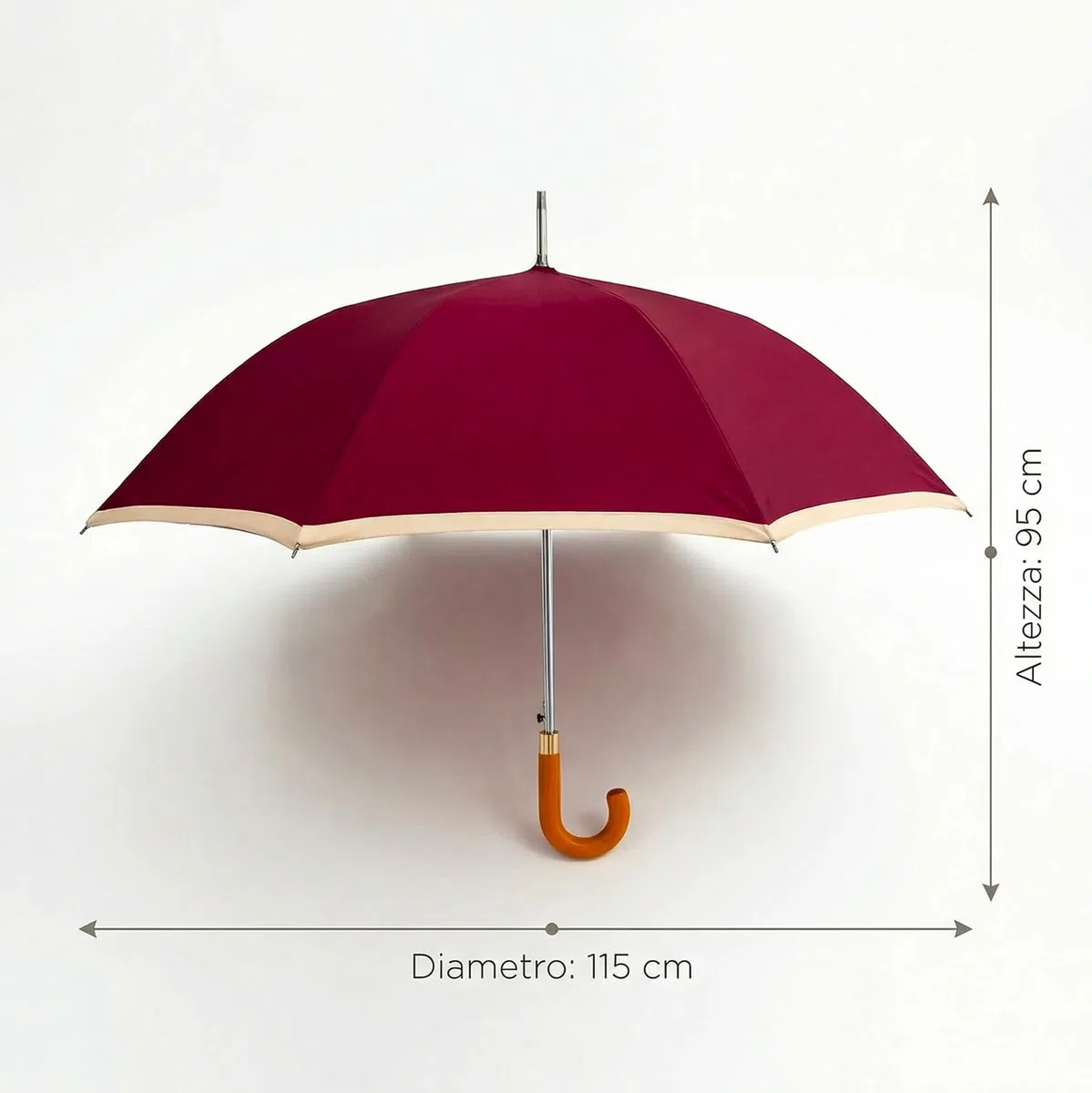 081 Store - 3 PEZZI Ombrello Pioggia Grande Antivento e Automatico con 16 stecche di fibra di vetro, Diametro 115cm, Tessuto Resistente e Manico in Legno