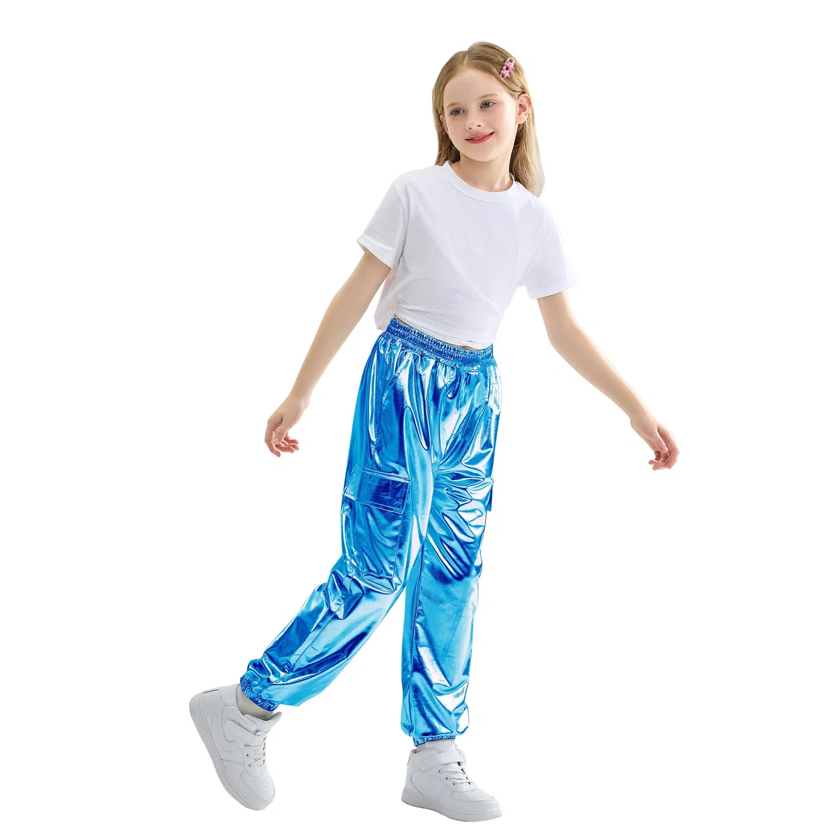 Rolanko Pantaloni Hip Hop per Ragazze, Pantaloni Cargo Elasticizzati per Bambini Jogger per Streetwear e Danza