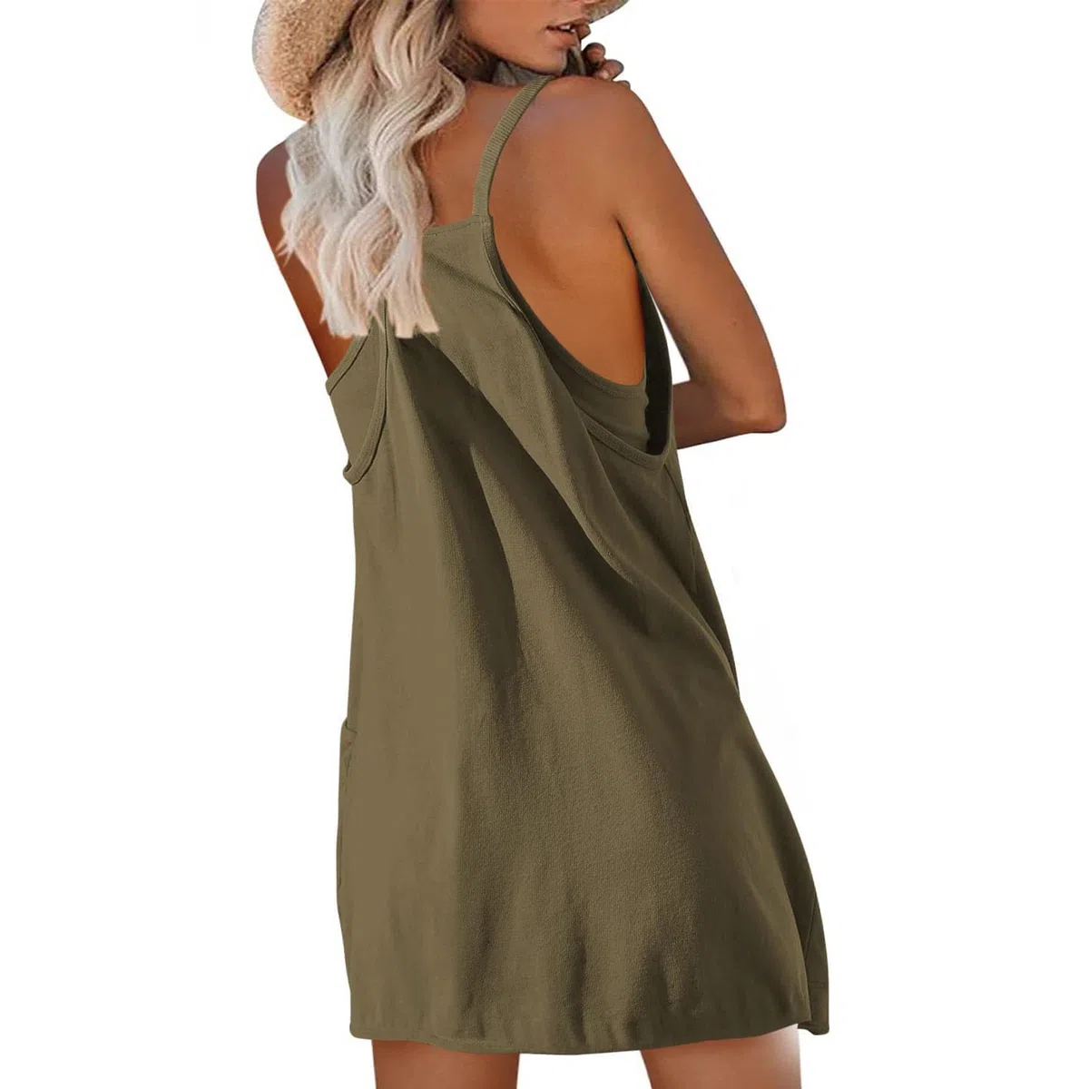 Sleeveless Dress,Mini Dress with Shorts,Romper Dresses,Casual Mini Dress Built in Shorts Summer Workout Set