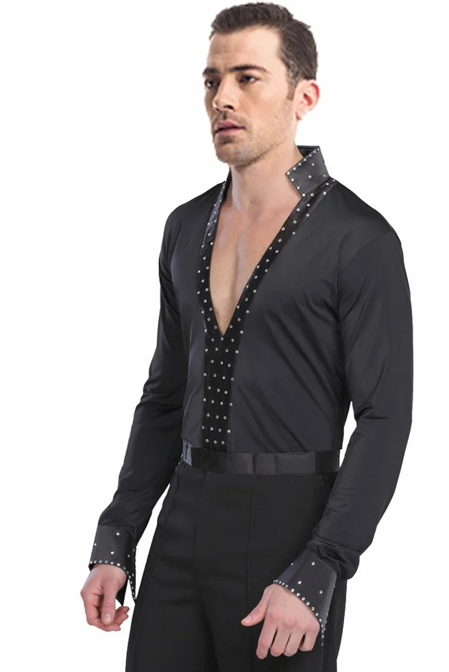 Uomo Moda Latina Danza Costumi Camicia/Pantaloni Prestazione Abbigliamento da Ballo Set Nero Outfits