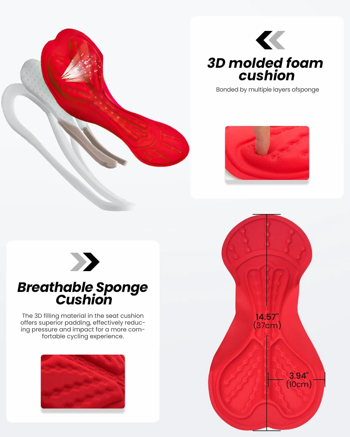 Sportneer Pantaloni da ciclismo da uomo, per mountain bike, con imbottitura 3D, M-3XL