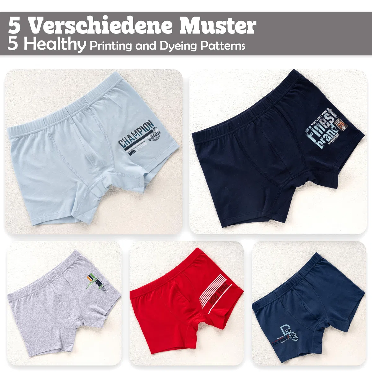 LOREZA ® 10 Boxer Ragazzi Bambino Intimo Mutande Ragazzo in Cotone 2-15 Anni