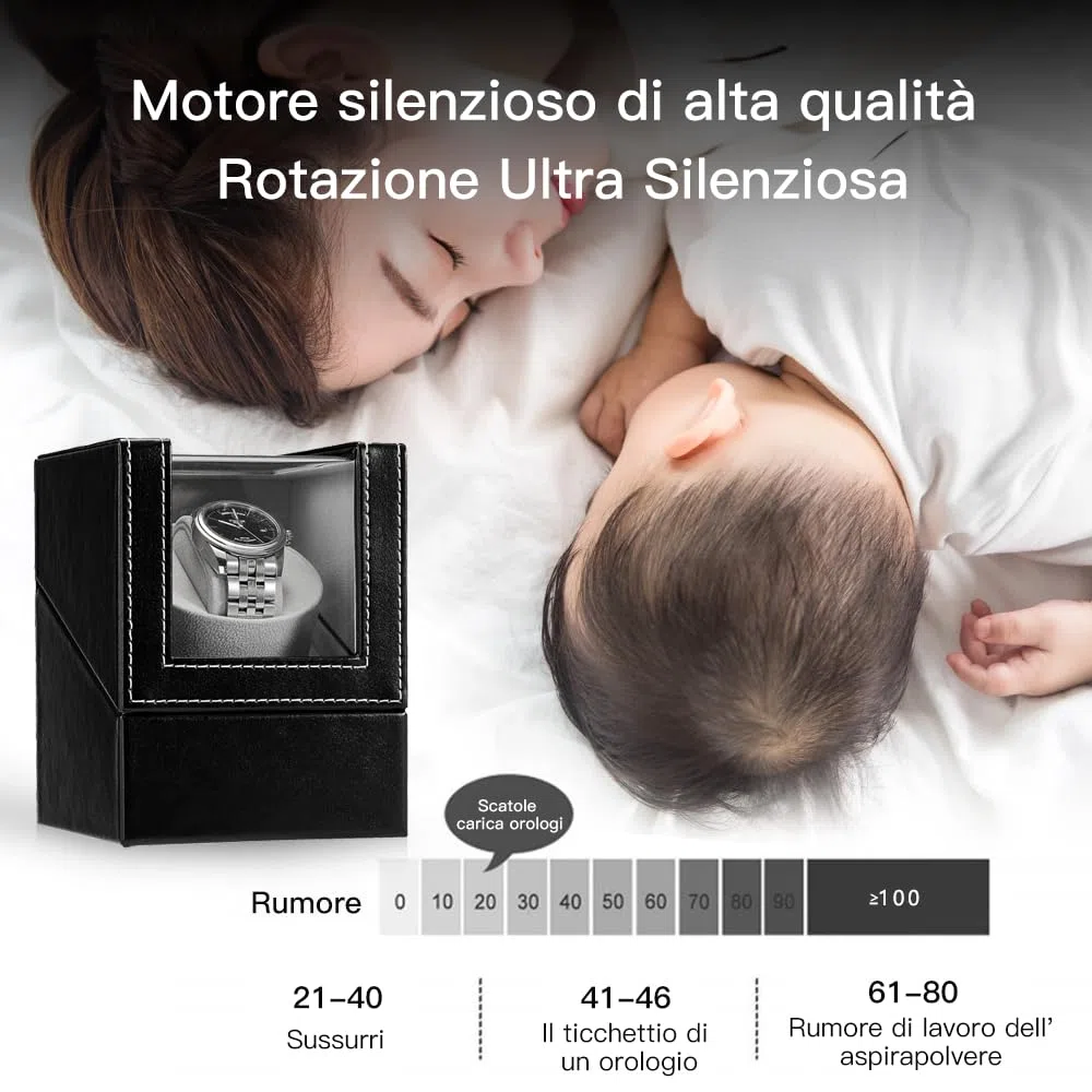 Scatola Carica Orologio Scatola orologio a carica automatica in cuoio con motore silenzioso per orologi da polso