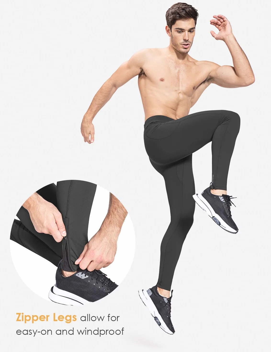 baleaf Leggings Termici Uomo Invernali Pantalone Impermeabile da Ciclismo Corsa Paleastra con Tasche