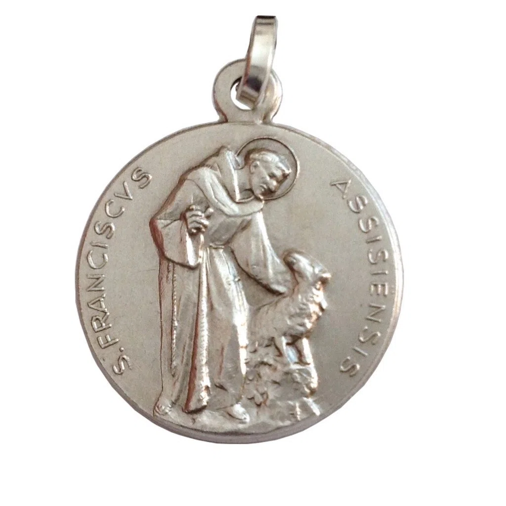 I G J Medaglia di San Francesco D'Assisi Massiccio 925 millesimi - Patrono d'Italia e D'Europa