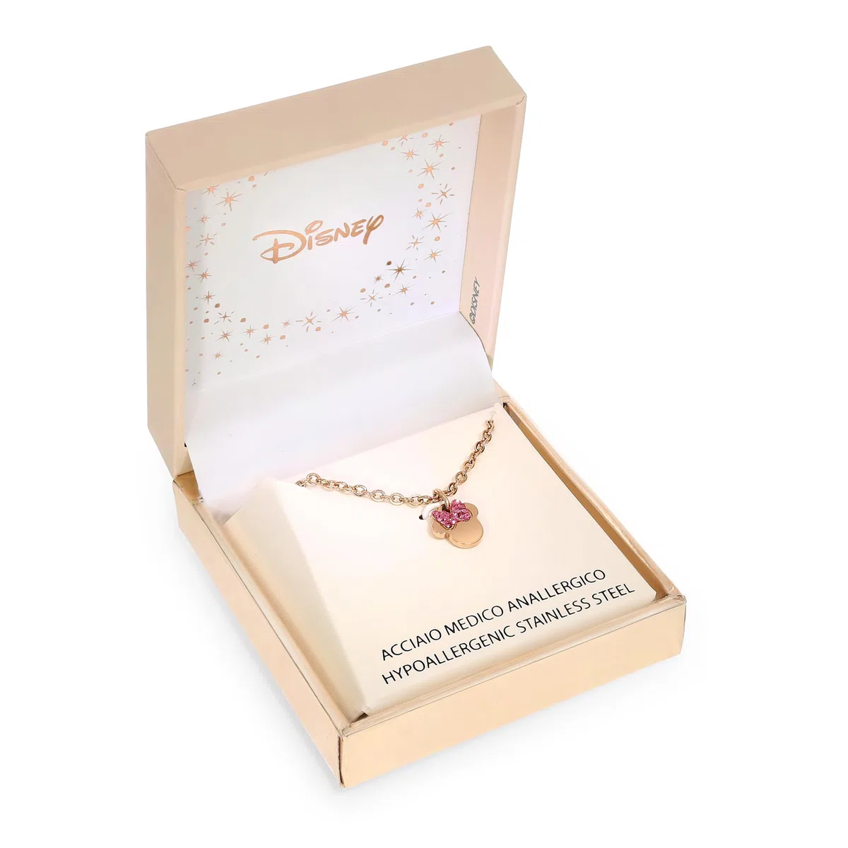 Disney Collana Minnie, Acciaio Inossidabile con Zirconi per Bambini e Bambine, Lunghezza 35+5cm, Gioielli
