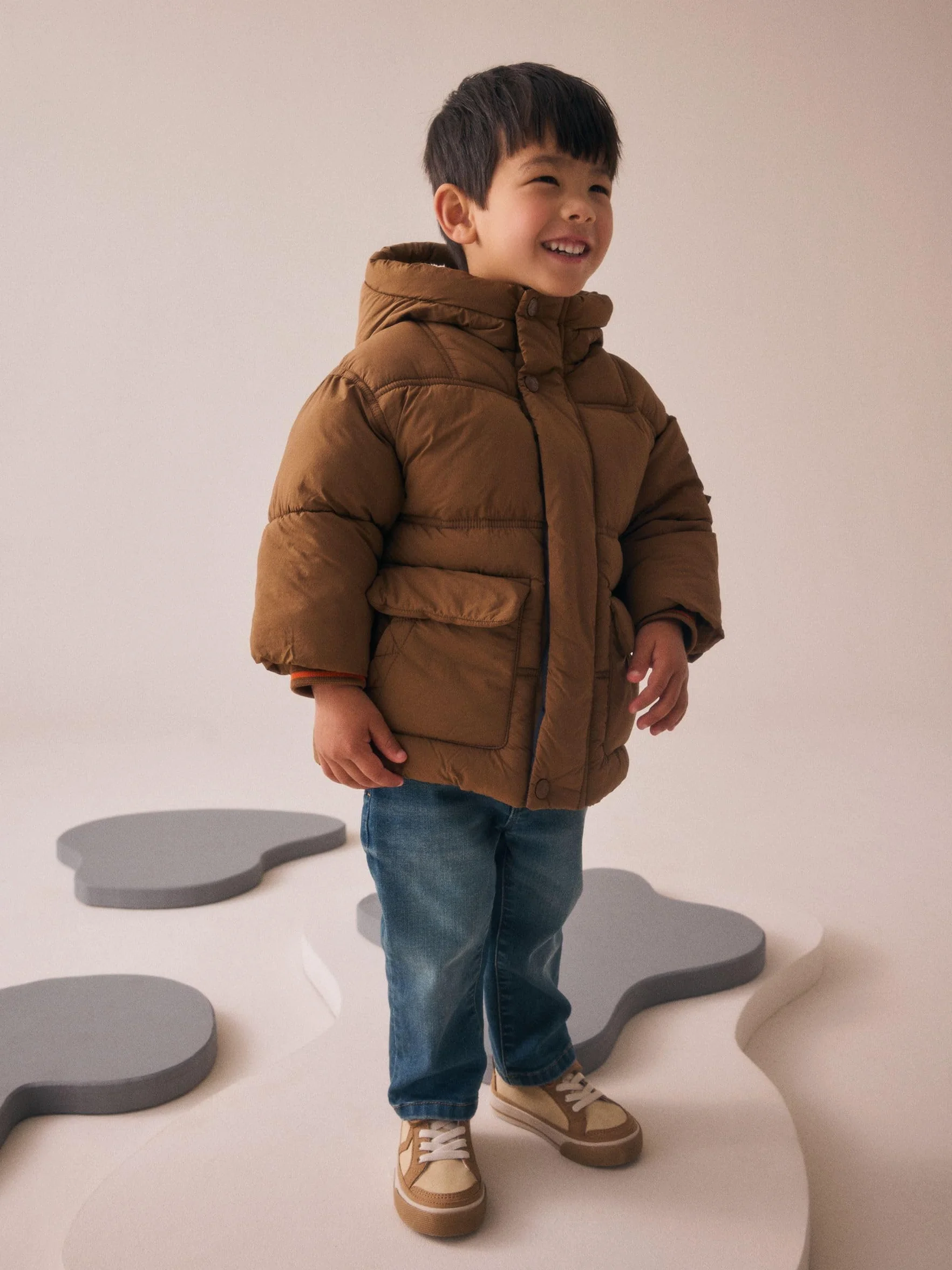 NEXT Ragazzo Cappotto imbottito impermeabile con fodera in sherpa
