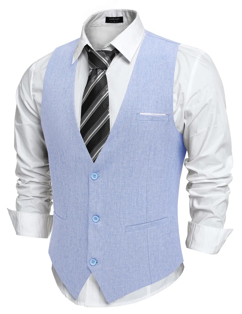 COOFANDY - Gilet da uomo di vestibilità aderente, formale, per abito o smoking