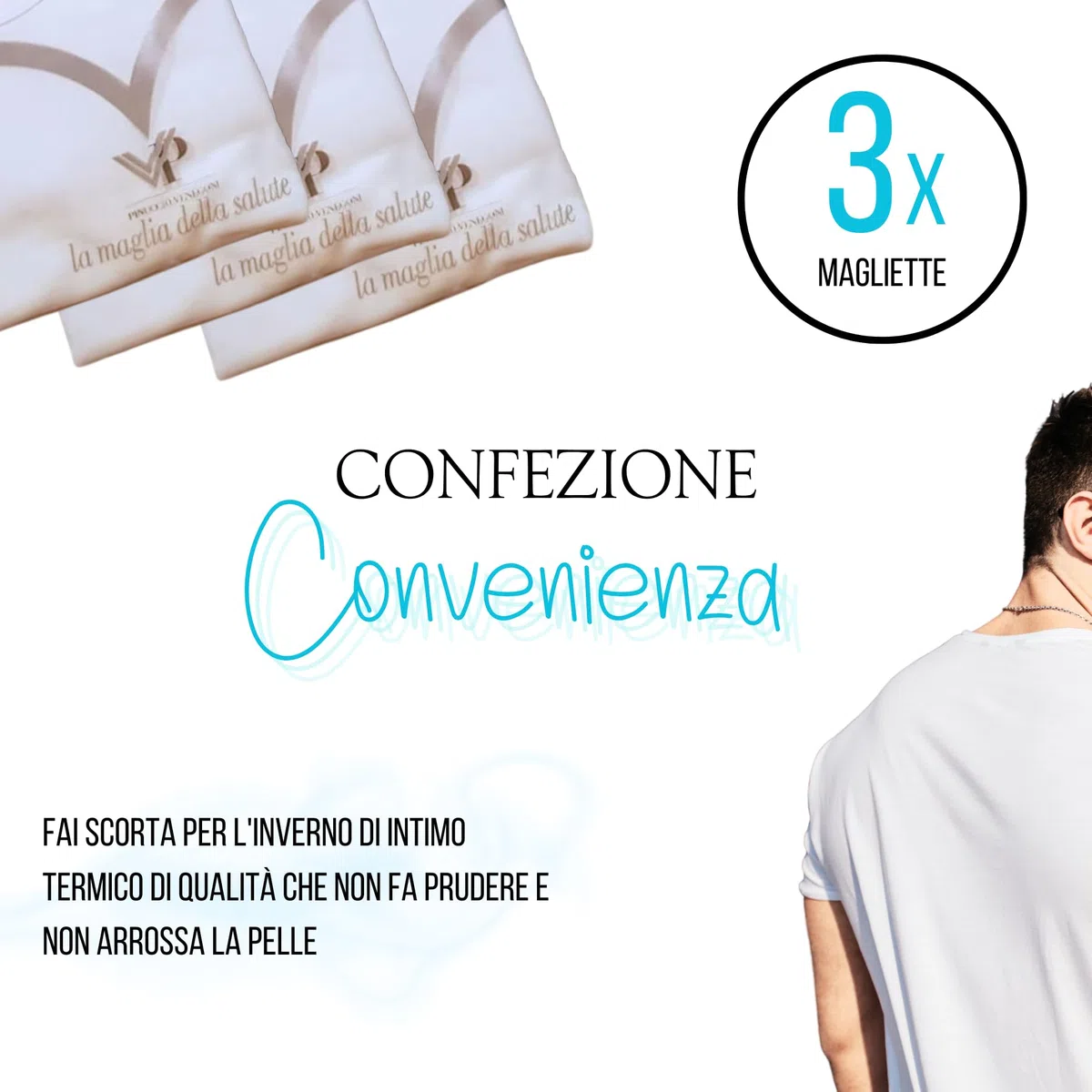 Pinuccio Venegoni Set 3 Magliette Lana Cotone Uomo,Maglia Intima Termica, Cotone sulla Pelle, Tshirt Uomo Manica Corta Invernale, Maglietta Termica Bianca, Intimo Termico Uomo Made in Italy